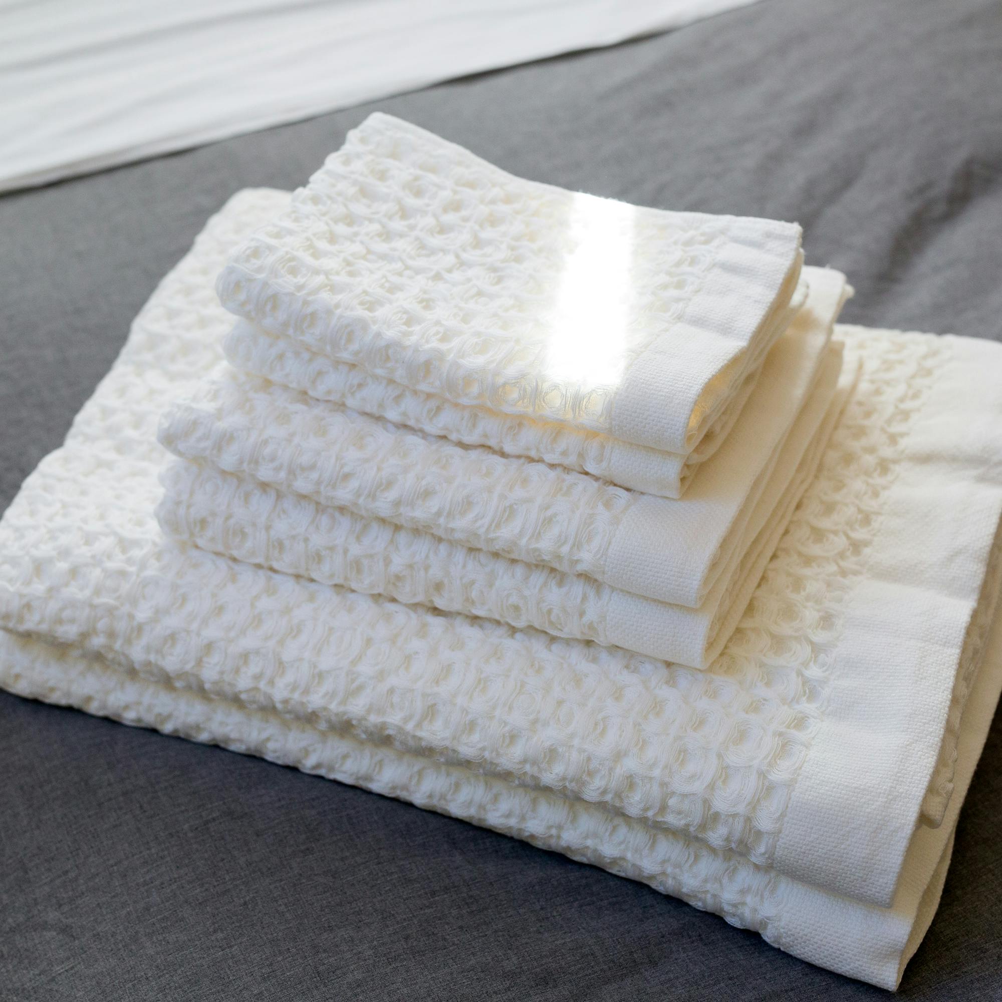 White Waffle Weave Cotton Bath Towel