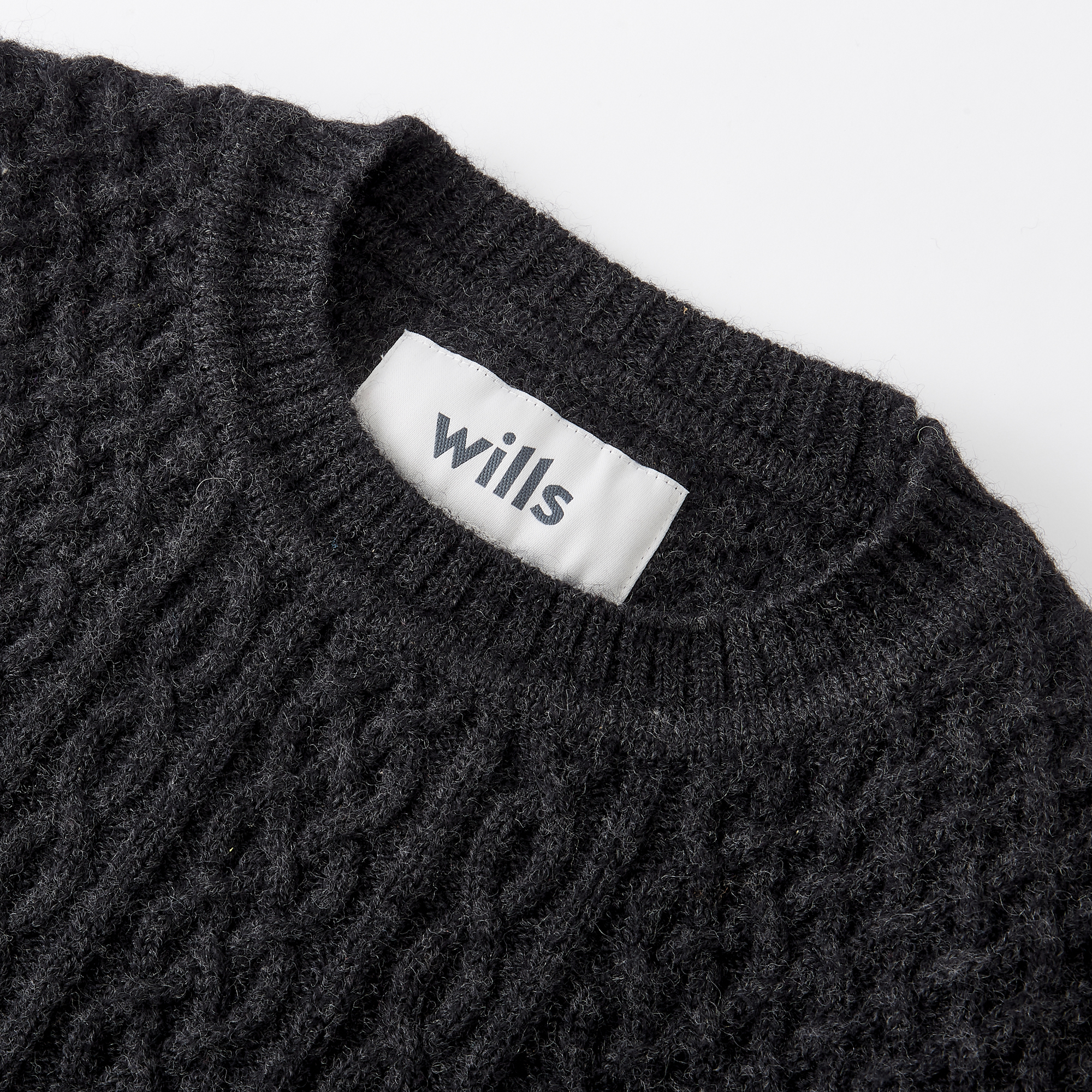 Wills Cable Knit Wool Sweater - Charcoal | Fisherman Sweaters