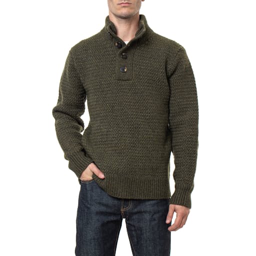 Schott Men's Funnel Neck Military Sweater - Moss | Quarter-Zip Sweaters ...