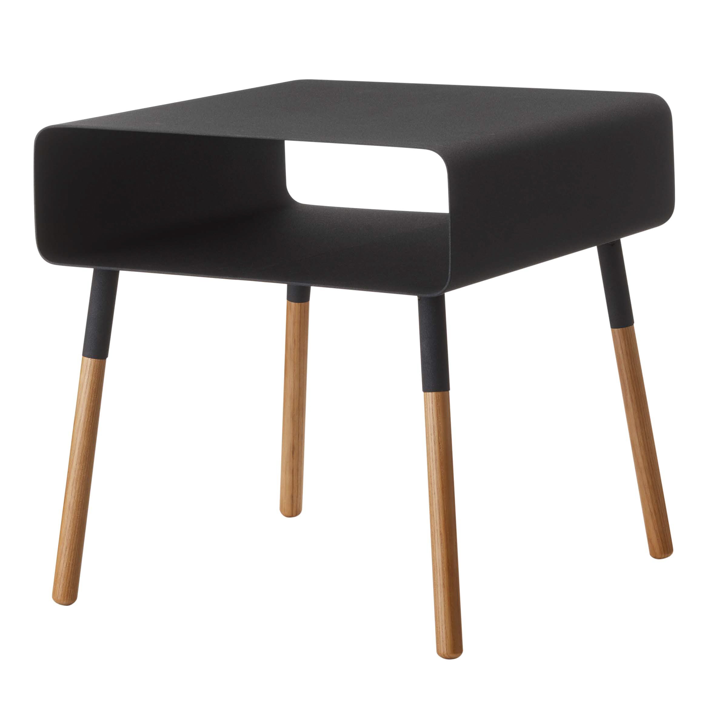 Yamazaki Plain Side Table with Storage Shelf Black Bedroom Accessories Huckberry