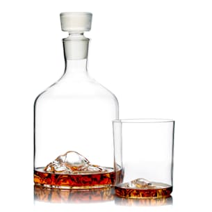 Mountain Decanter + American Mountain Set of 4 Whiskey Glasses