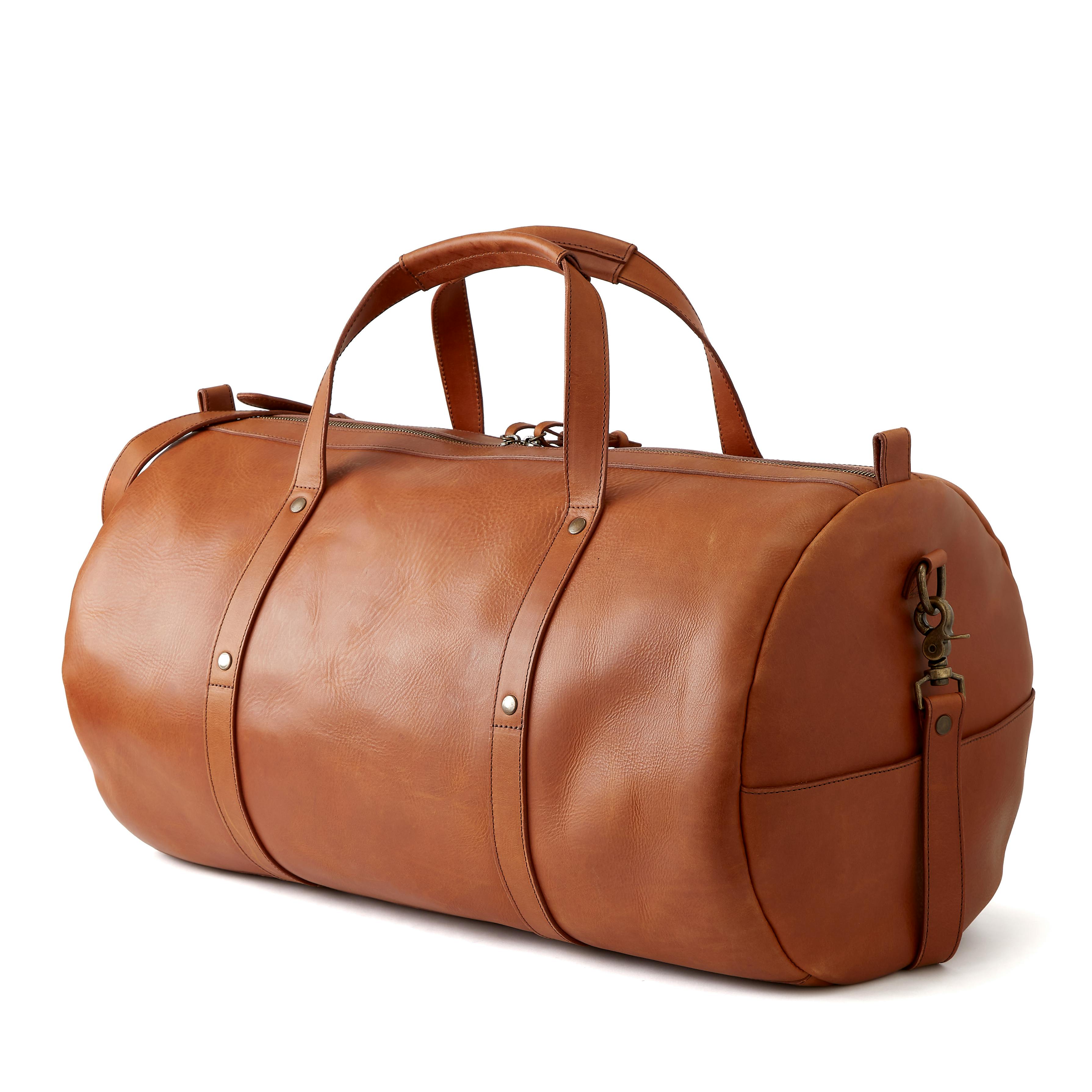 Yellowstone Leather 21-Inch Burnished Gold Duffle Bag, Brown