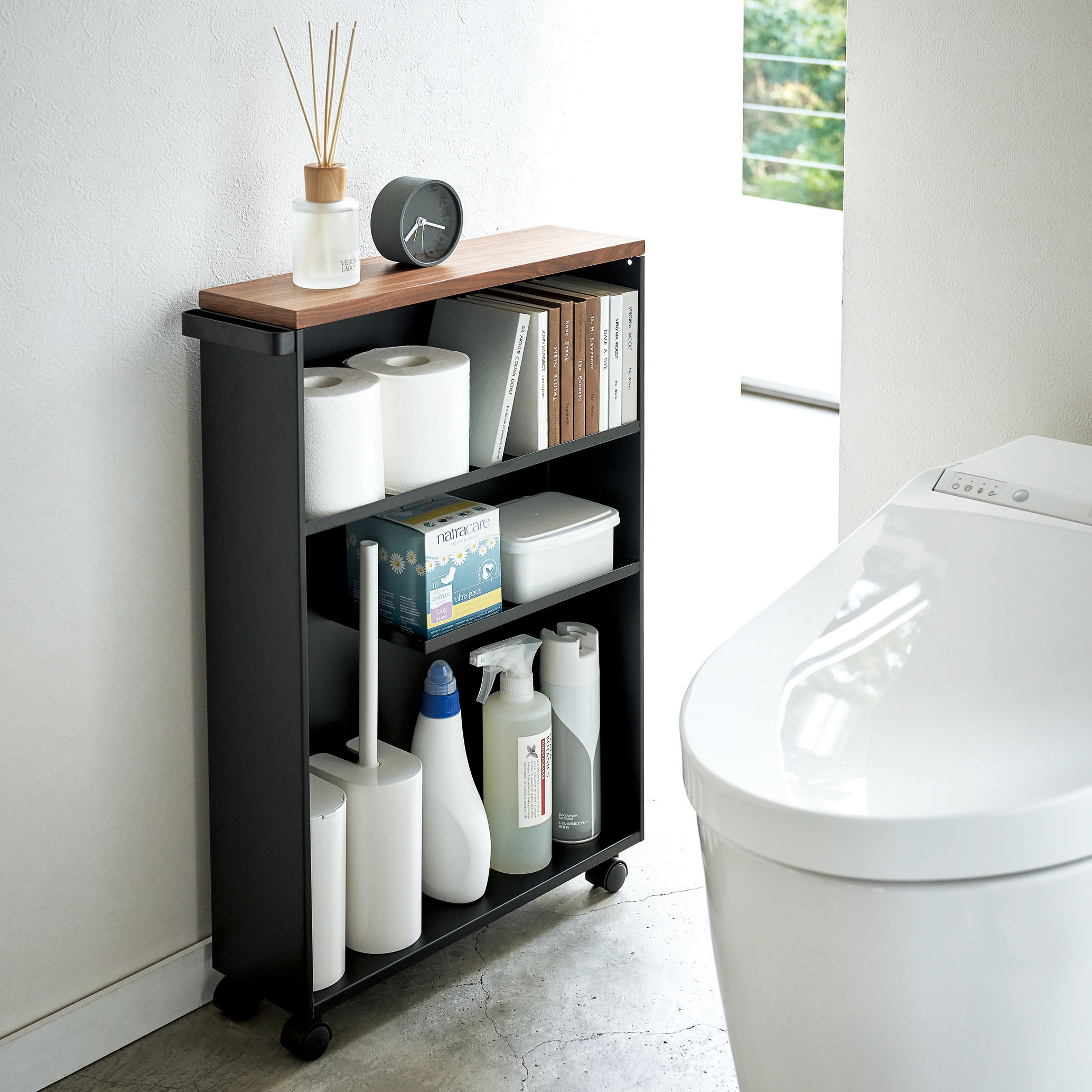 Tower Rolling Slim Bathroom Cart With Handle - Thumbnail 2