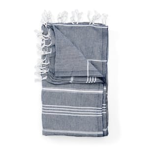 Slate + Salt Herringbone Turkish Hand Towel, Navy
