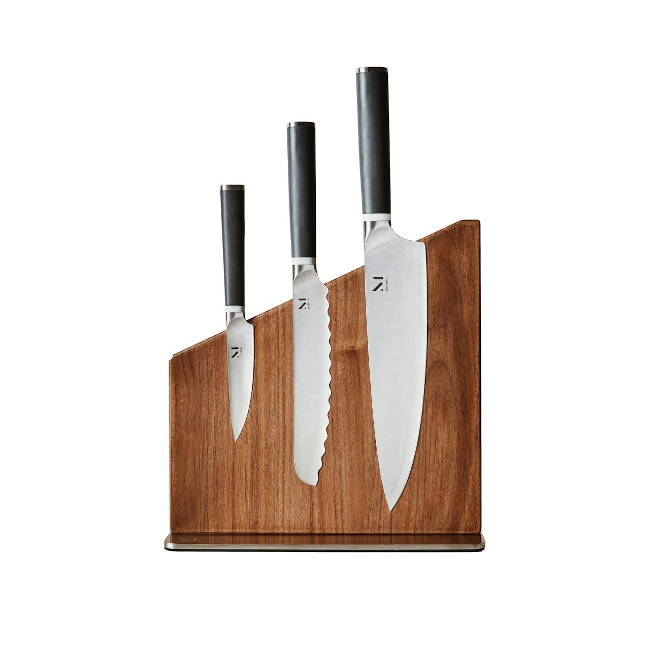 Material Trio of Knives + Stand Set