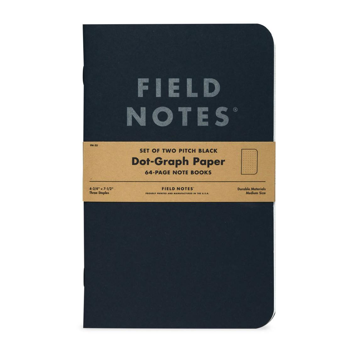 Field Notes Pitch Black Dot-Graph Note Book 2-Pack