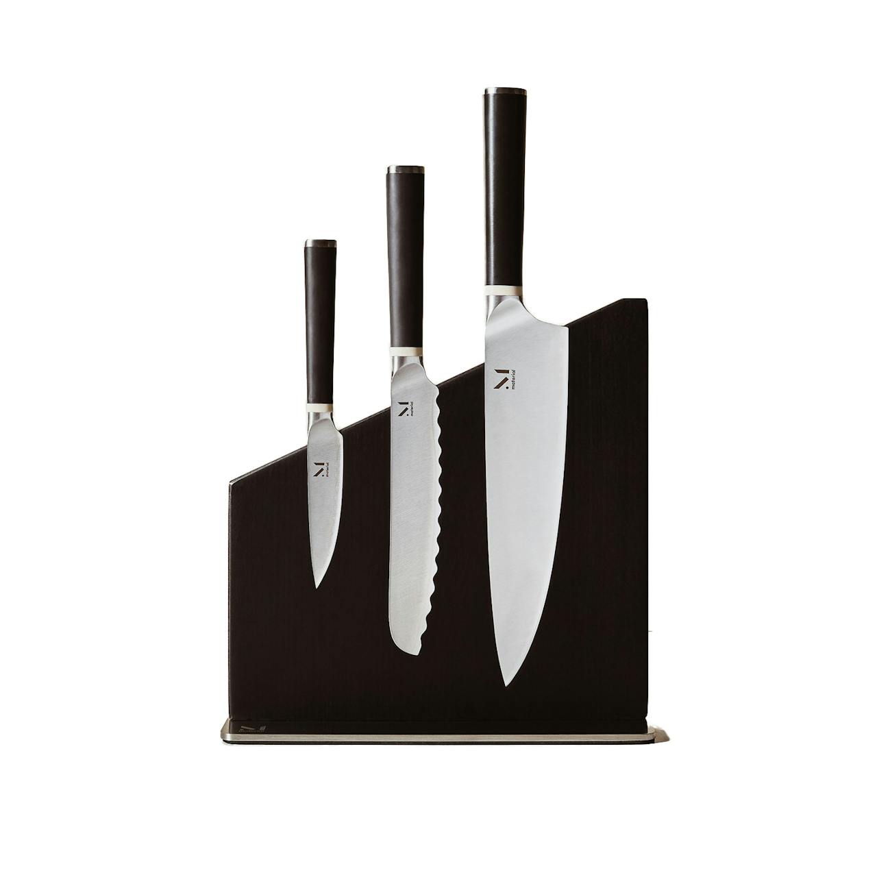 Material Trio of Knives + Stand