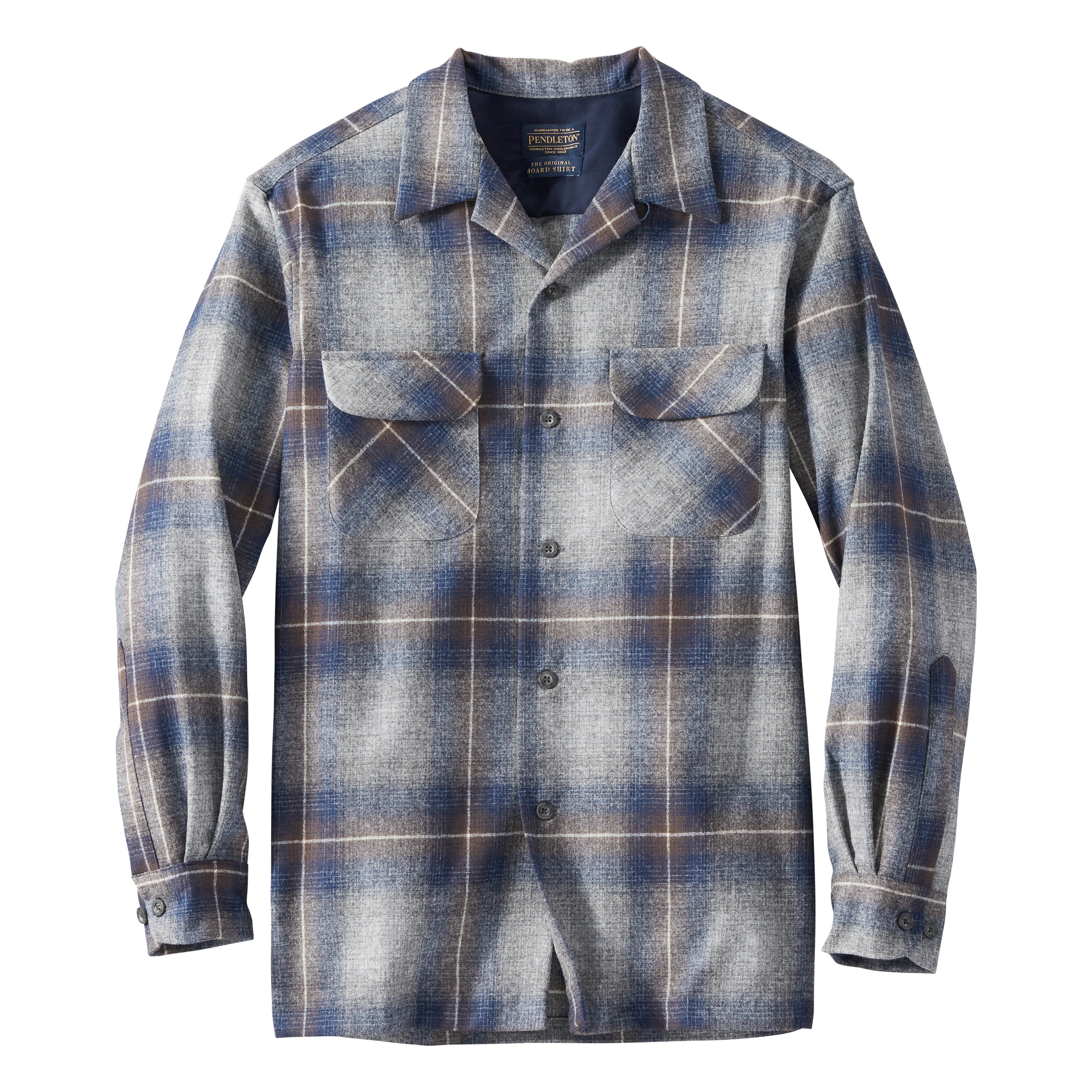 Pendleton Board Shirt - Grey/Navy/Brown Ombre | Long Sleeve Shirts
