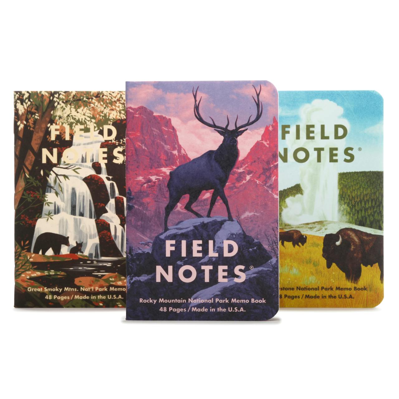 Field Notes Rocky Mountain, Great Smoky Mountain + Yellowstone - 3 Pack
