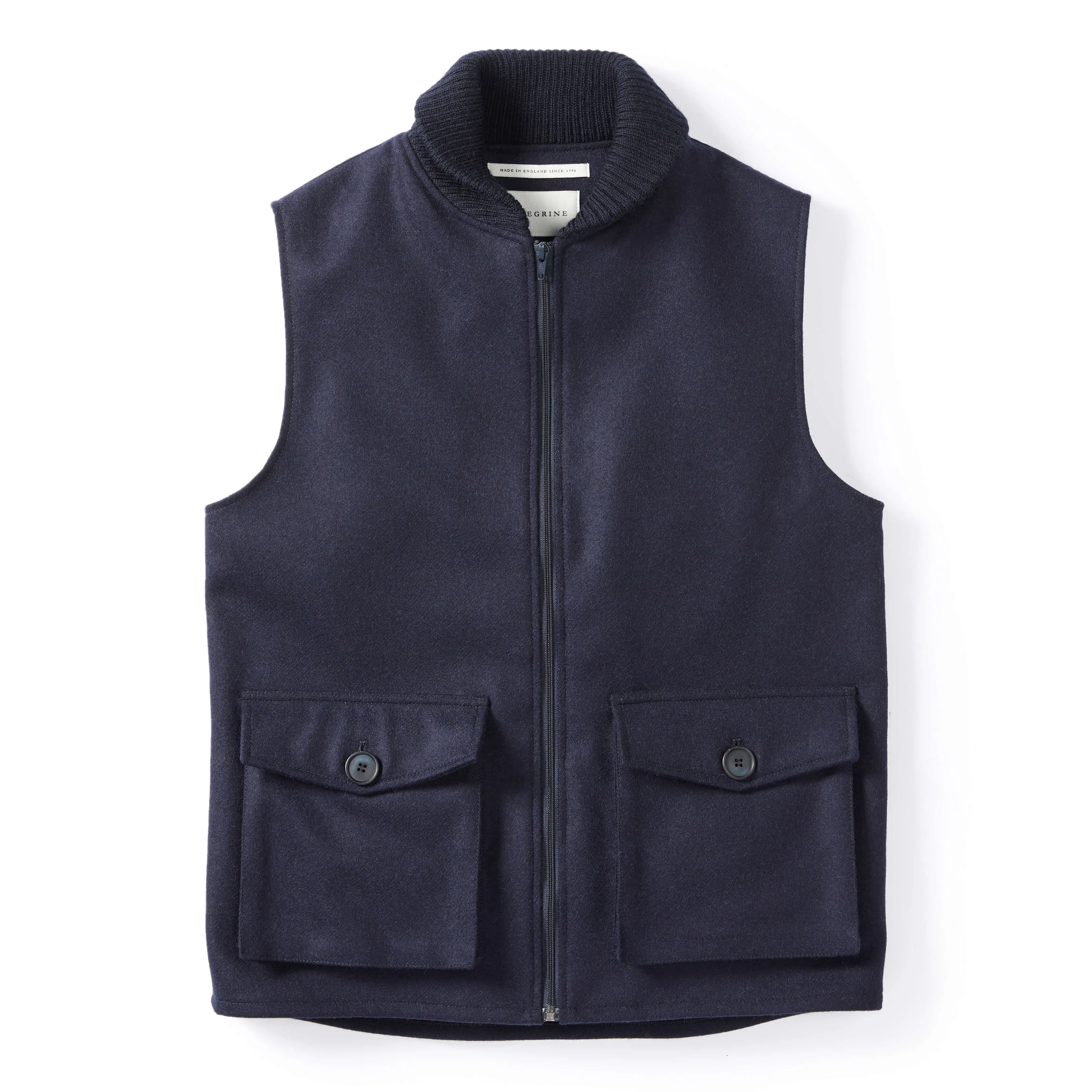Peregrine Wilson Wool Gillet - Navy | Vests | Huckberry