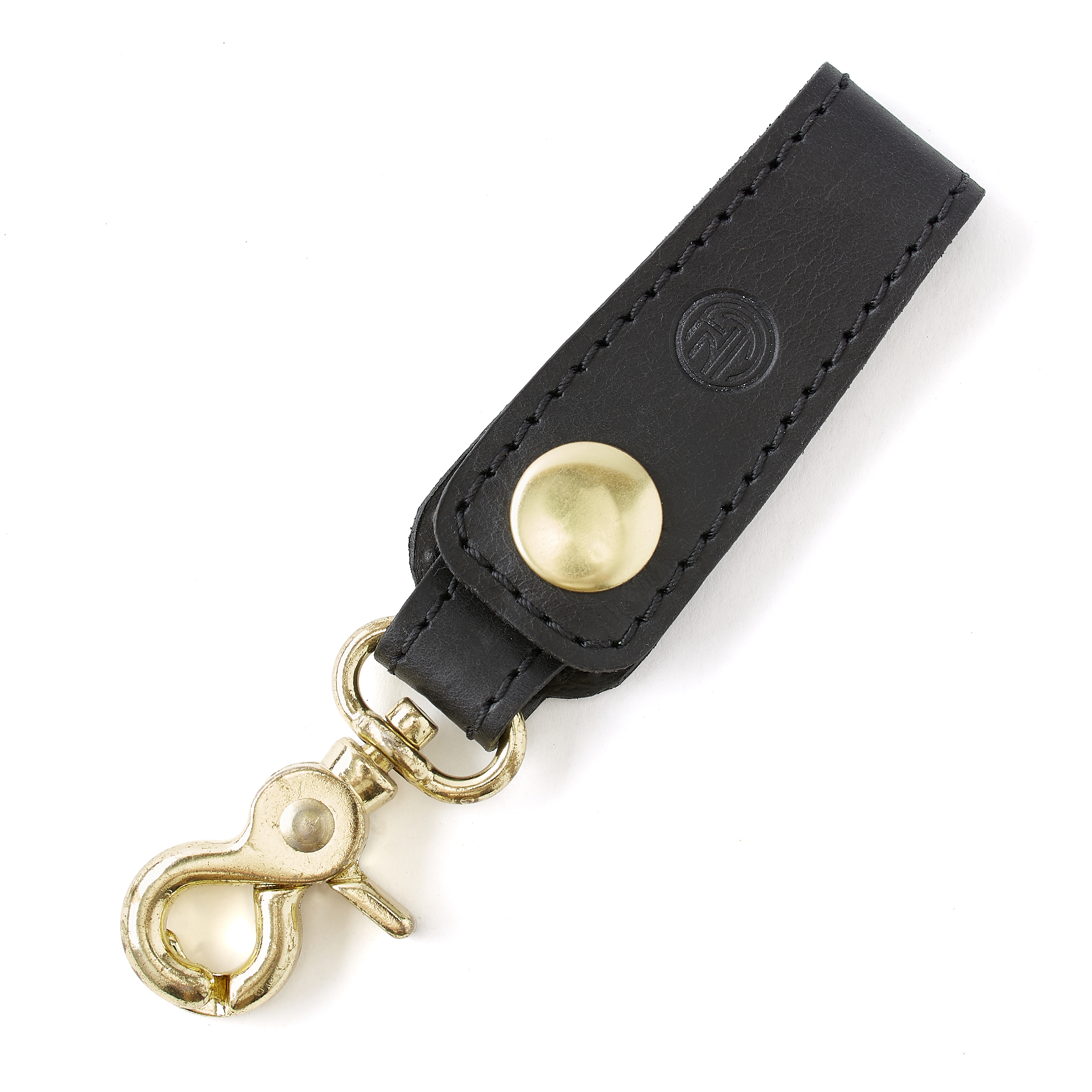 Flint and Tinder Leather Loop Key Chain Black/Polished Brass Gifts