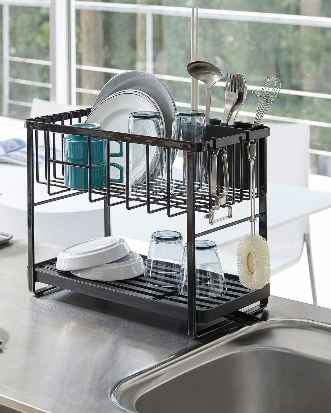 Yamazaki Level Dish Drainer Rack Black Kitchen Accessories