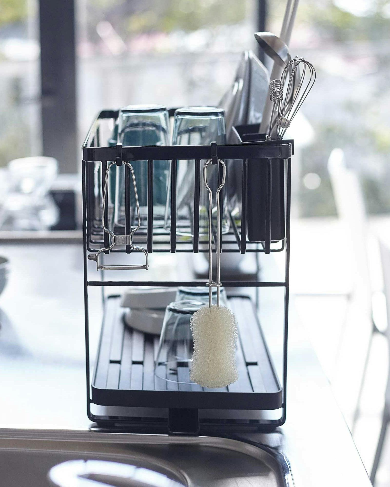 Yamazaki Level Dish Drainer Rack Black Kitchen Accessories