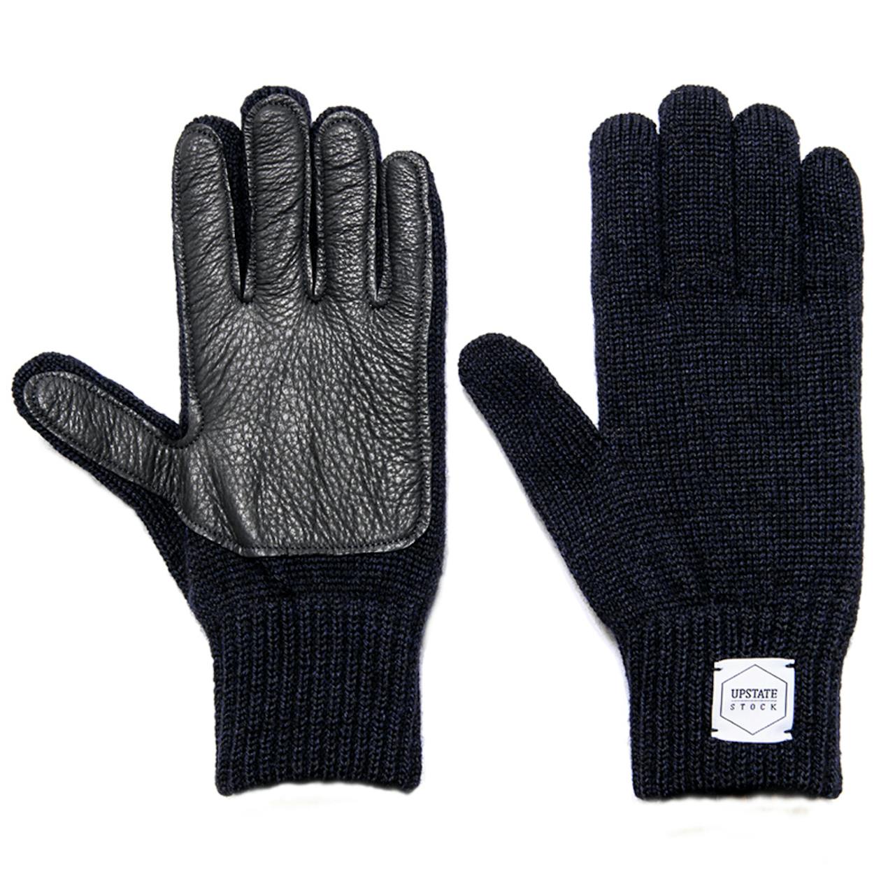 Upstate Stock Full Fingers Ragg Wool Glove with Black Deerskin