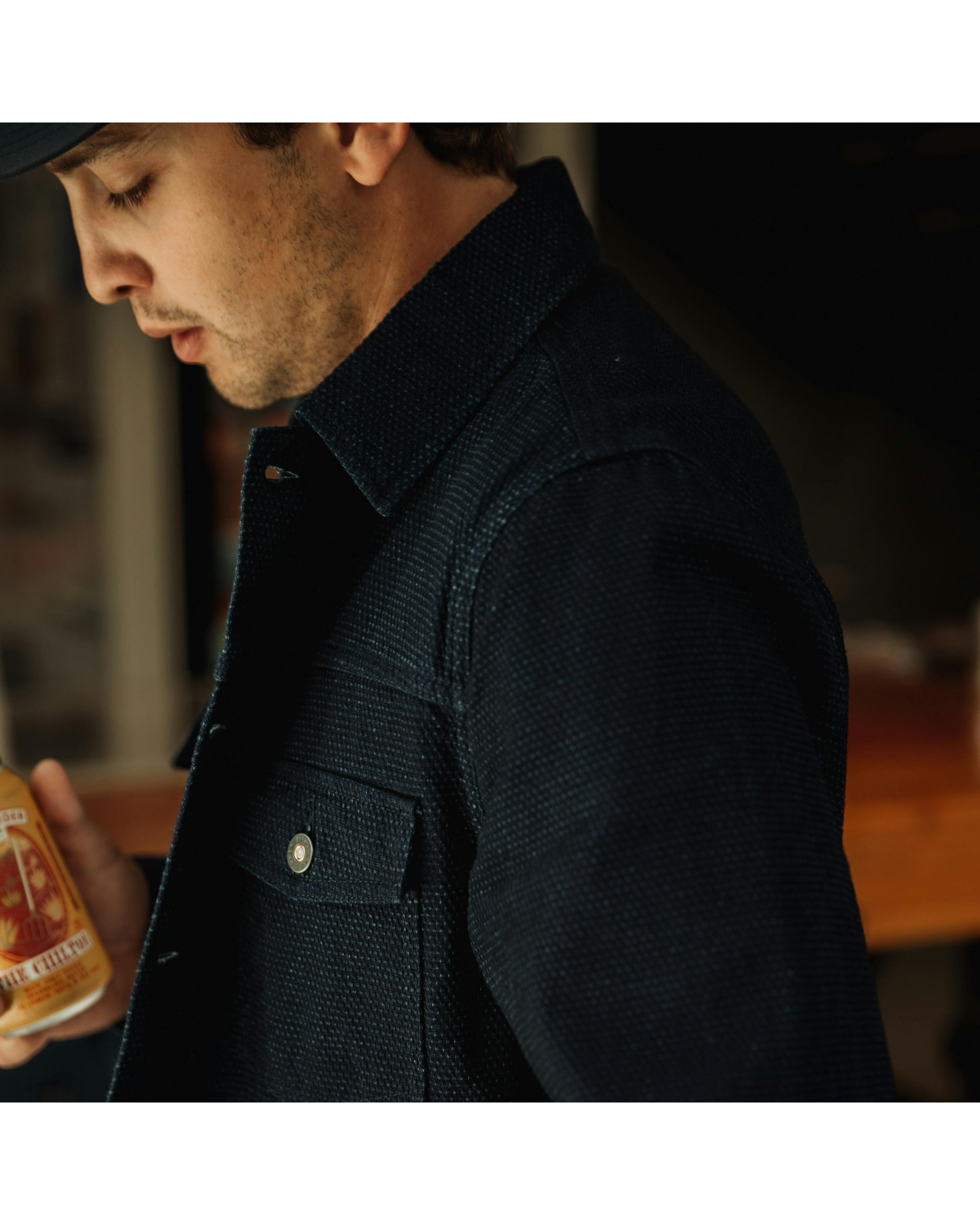 Flint and Tinder Indigo Waffle Trucker Jacket Indigo Trucker