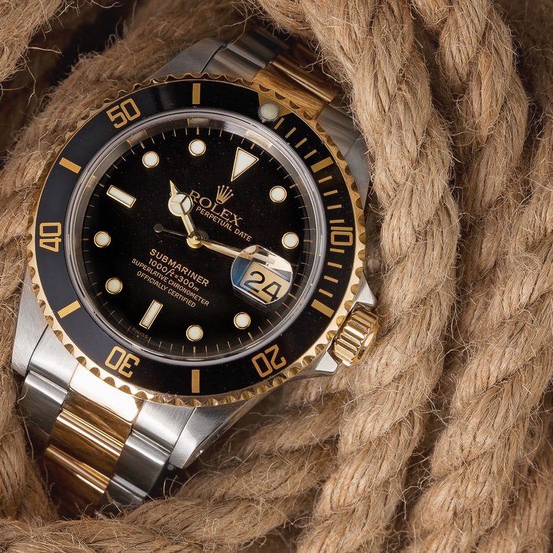 Bob's Watches Rolex Submariner Black Dial Gold Bezel