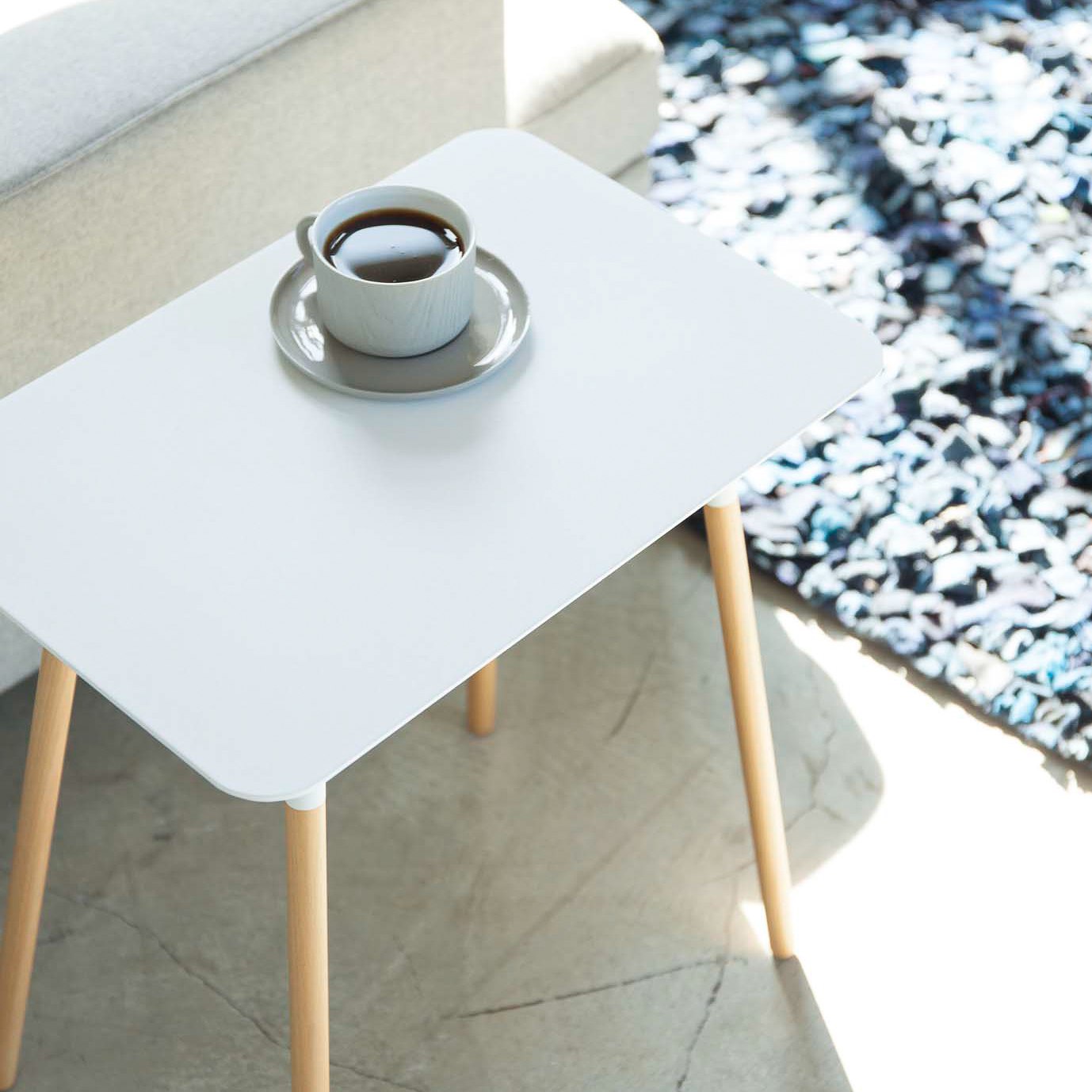 Yamazaki Plain Rectangular Side Table - White | Art & Decor