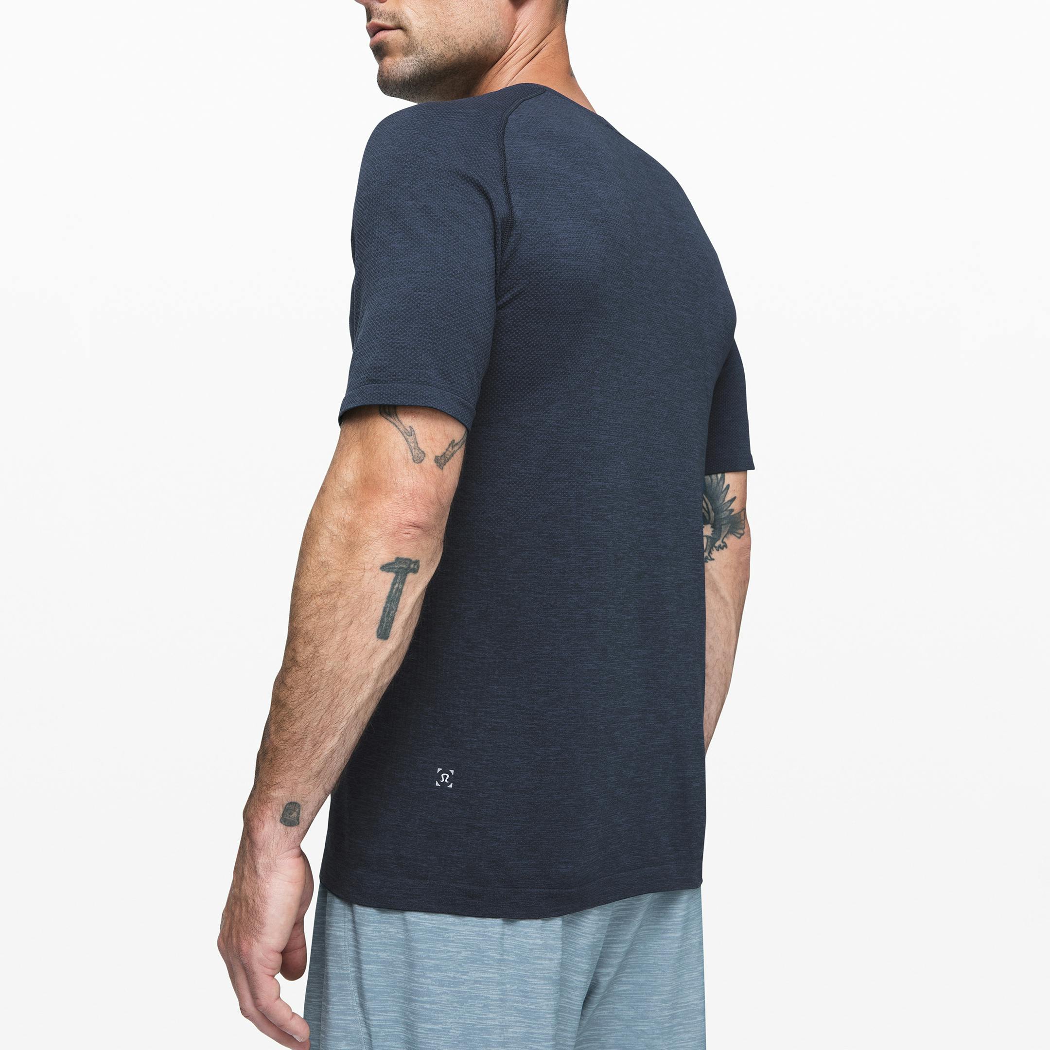 LULULEMON X BARRY'S BLUE VENTILATED OPEN-BACK TEE - 12 / MINERAL