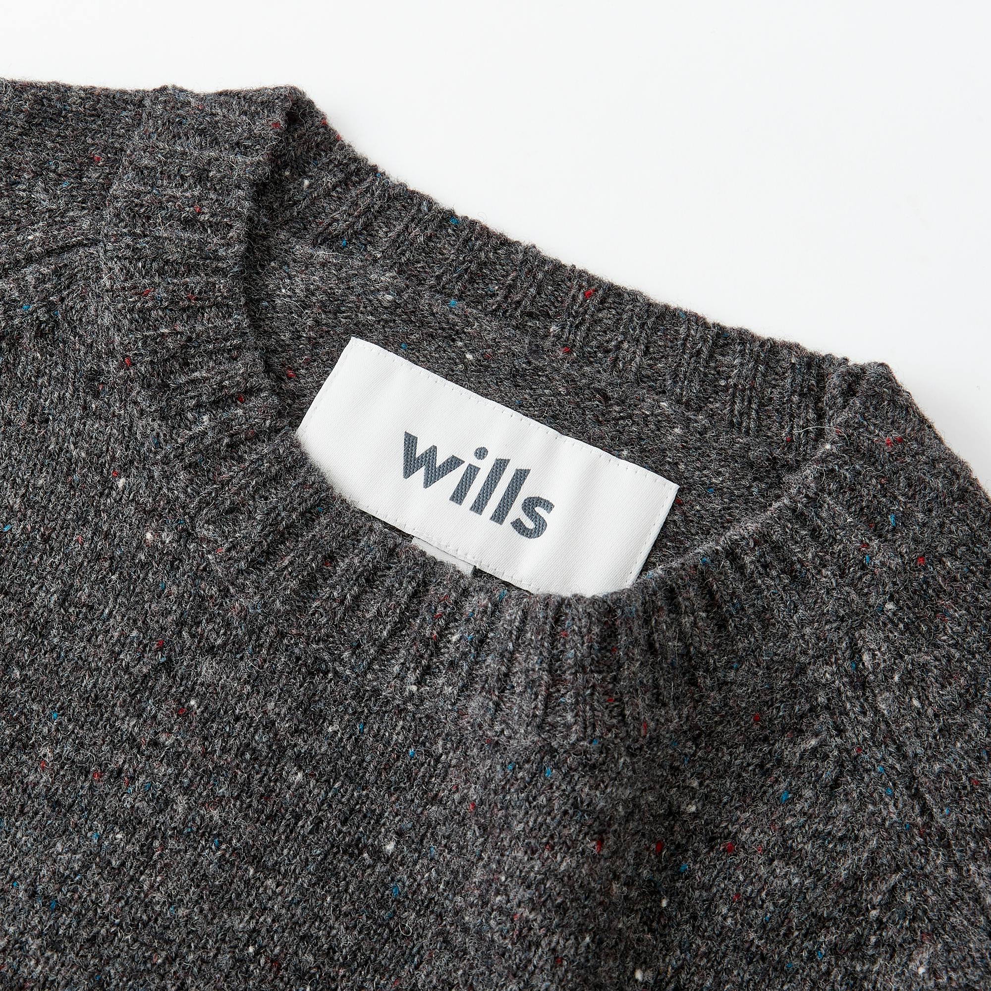 Wills Speckled Merino Wool Crewneck Sweater - Bonfire, Crew Neck Sweaters