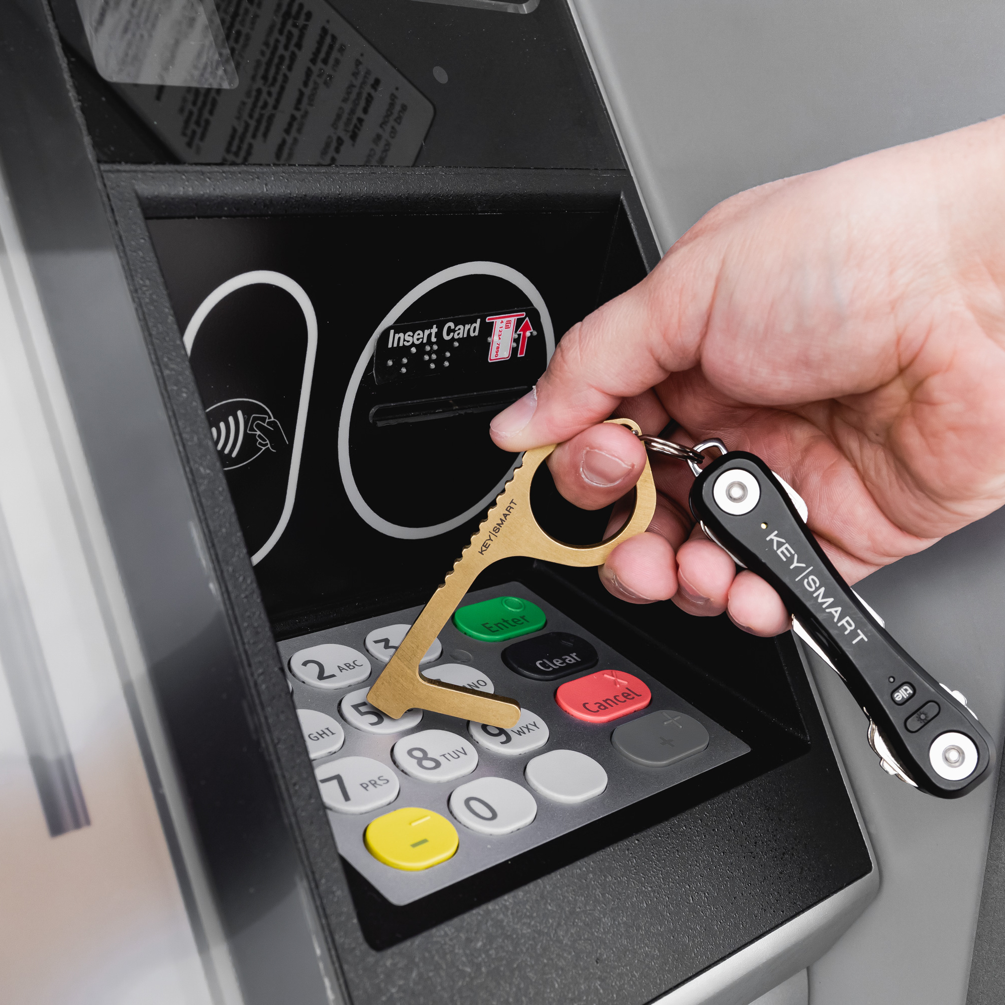 Keysmart CleanKey Antimicrobial Hand Tool + Door Opener Brass