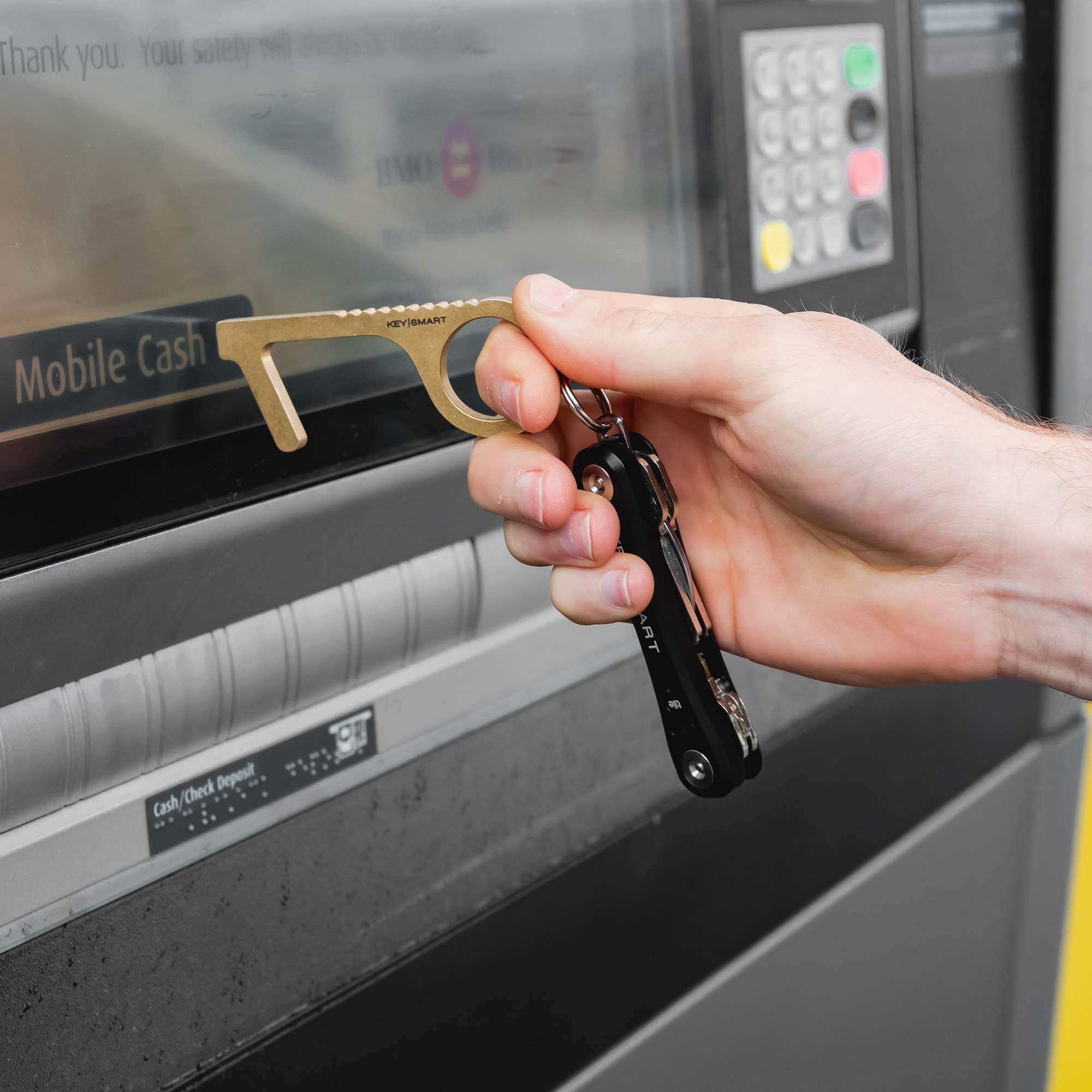 Keysmart CleanKey Antimicrobial Hand Tool + Door Opener Brass