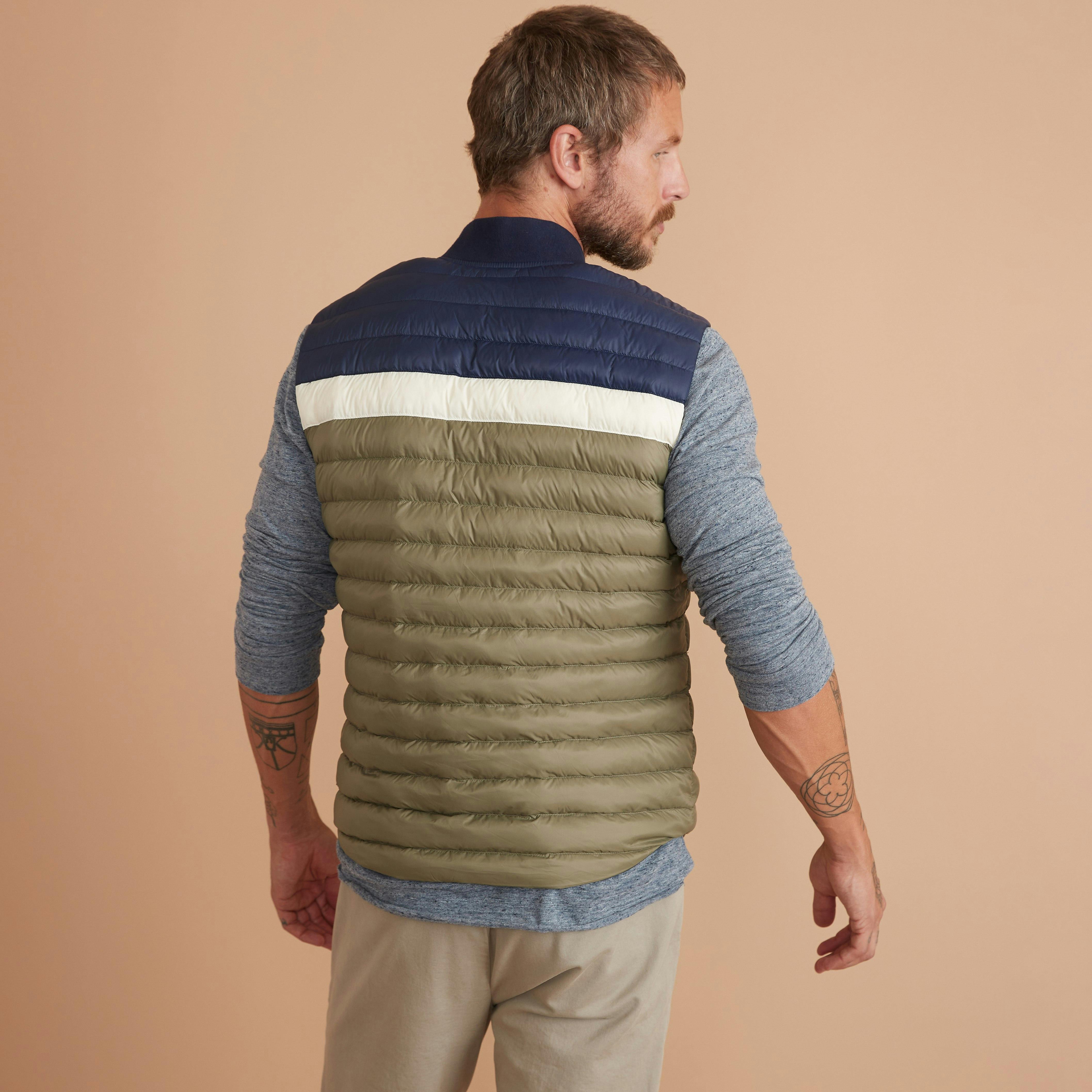 Men's Theo Reversible Puffer Vest | Tan | Medium by Marine Layer
