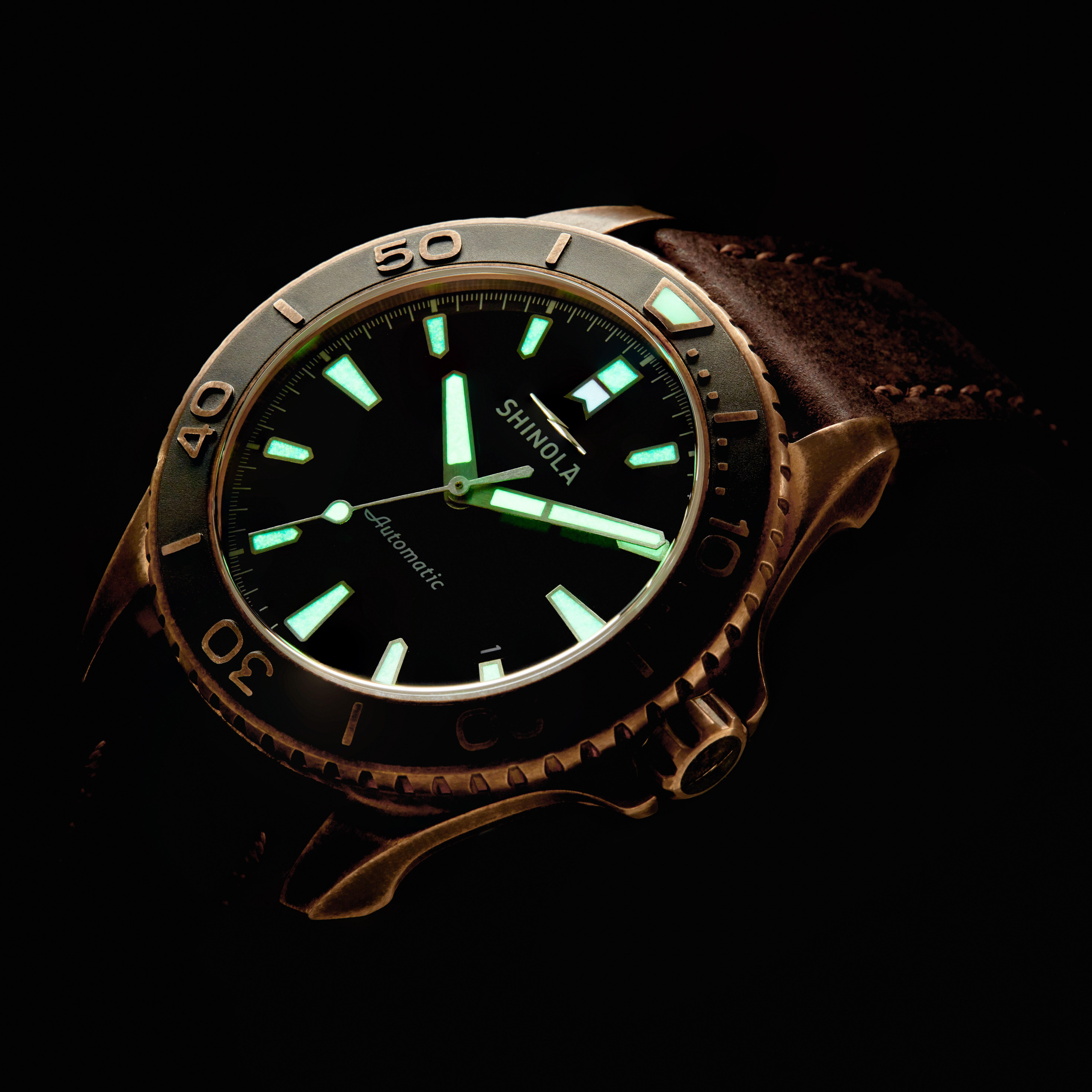 Shinola The Monster Automatic Watch - Bronze | Dive Watches