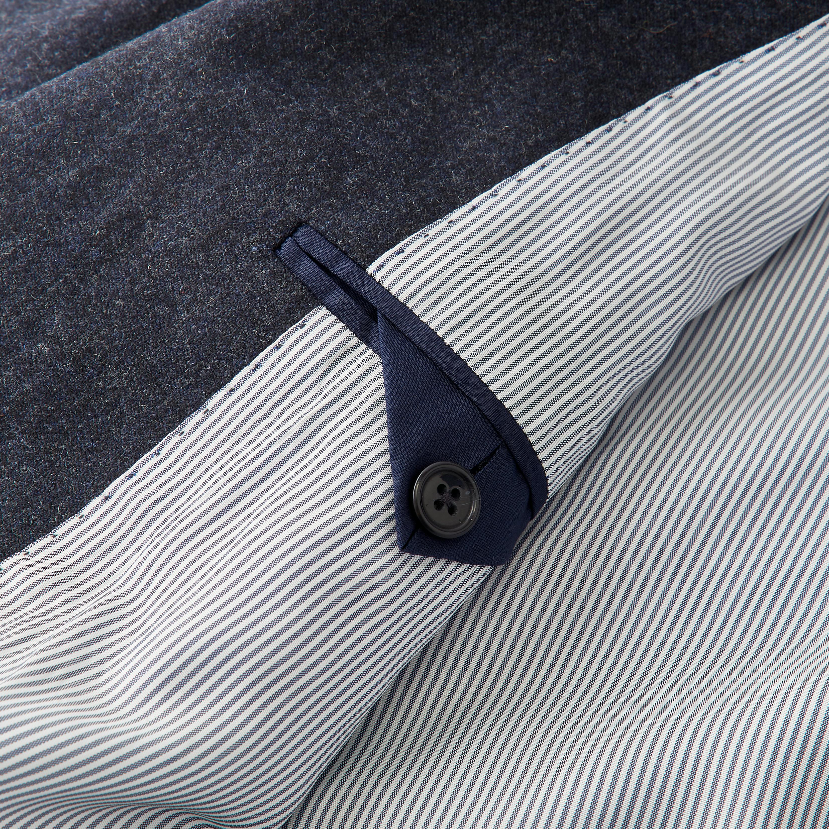 Navy Blue Pinstripe Suit In Stretch Wool
