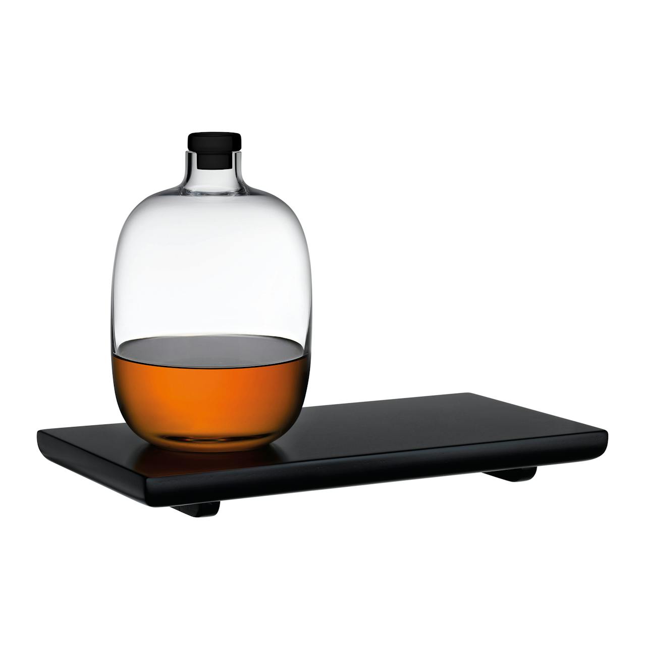 Nude Glass Malt Whiskey Bottle with Wooden Tray