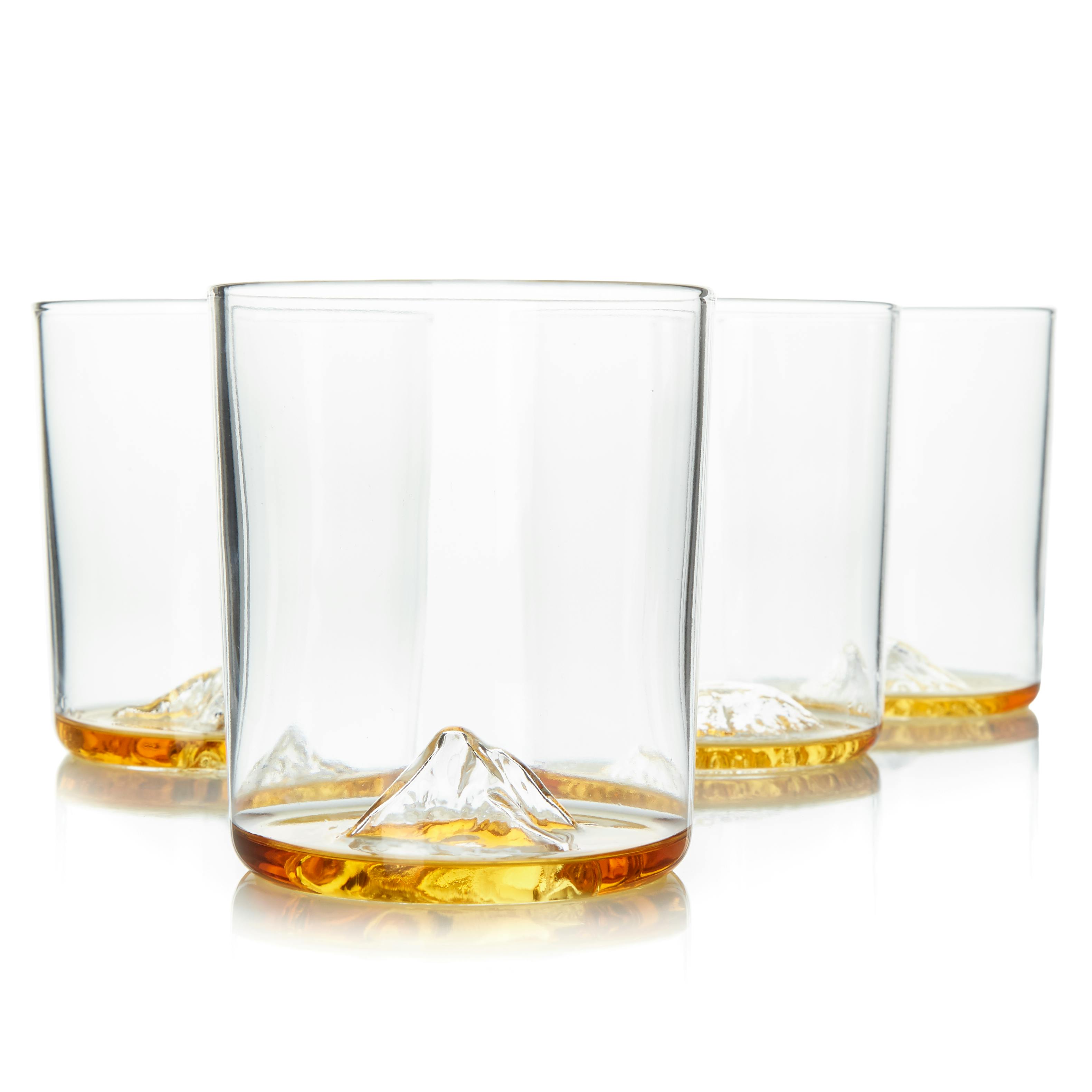 Mountain Peak Whiskey Glass With Wooden Base in 2023