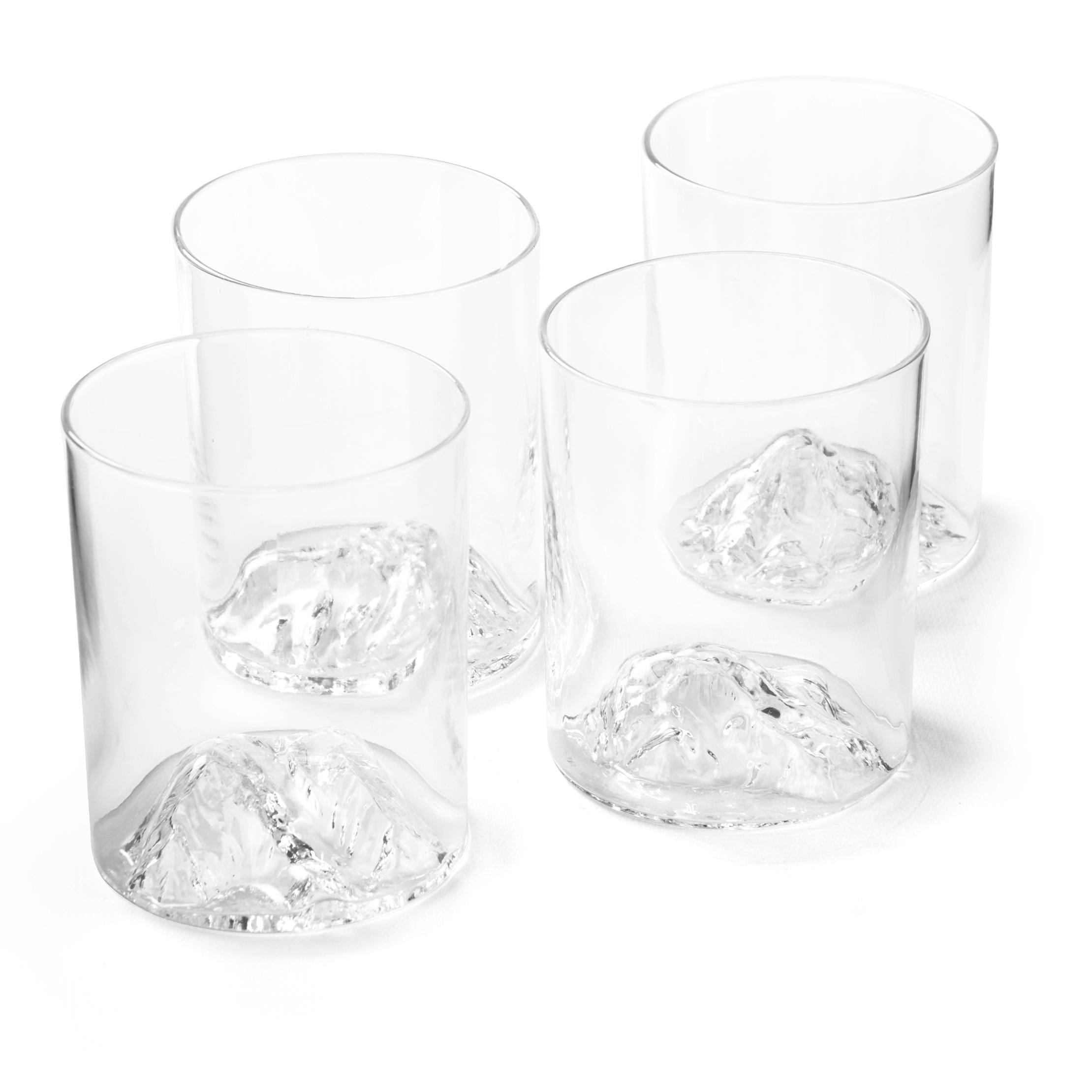 Mountain Peak Whiskey Glass with Matching Wooden Base