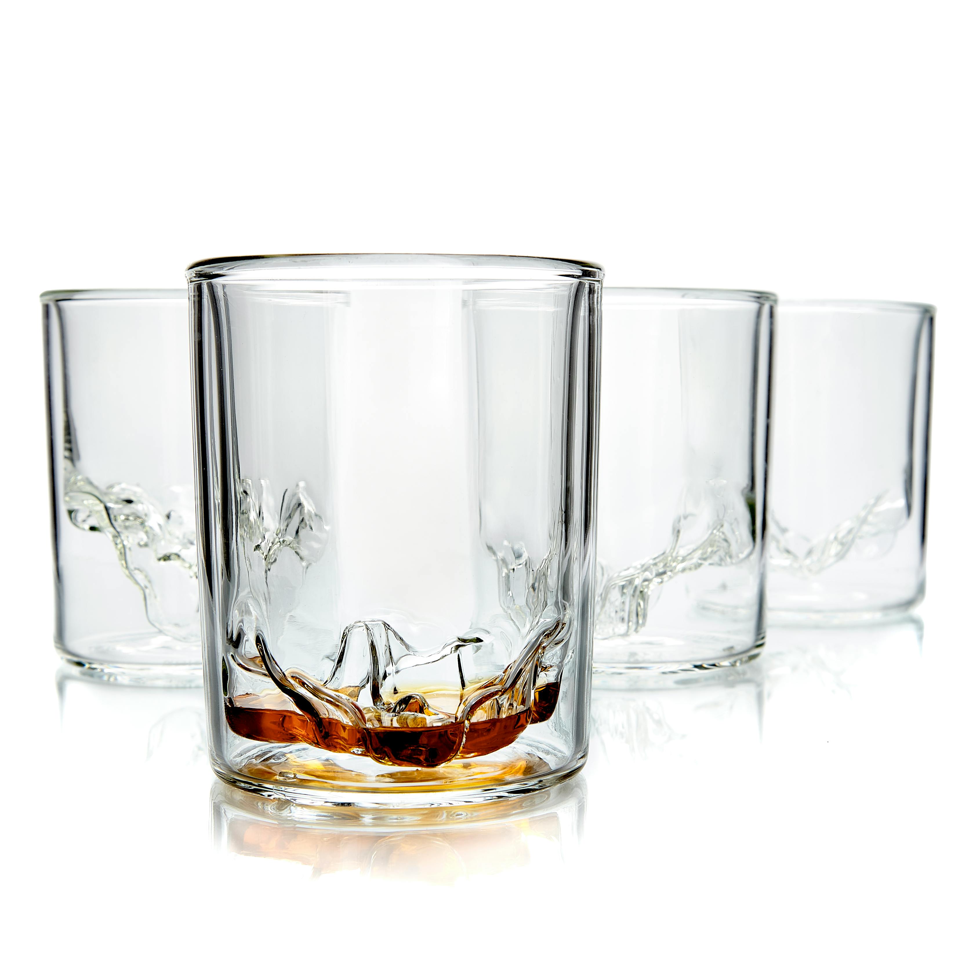 Set of 4 Rocks Glasses Hand Blown Drinking Glasses Made in USA 