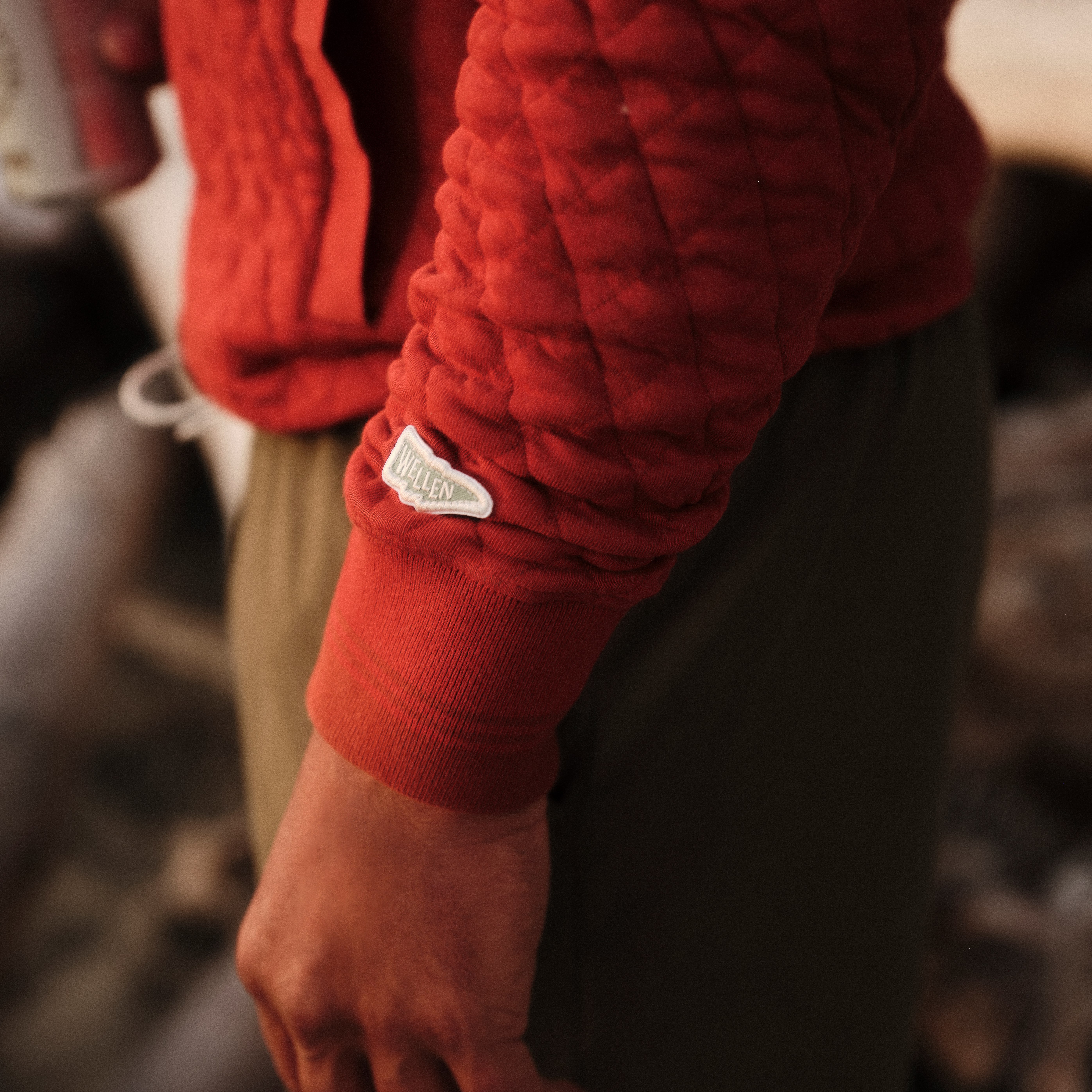 Wellen Quilted Jersey Quarter Zip - Lobster Red | Quarter