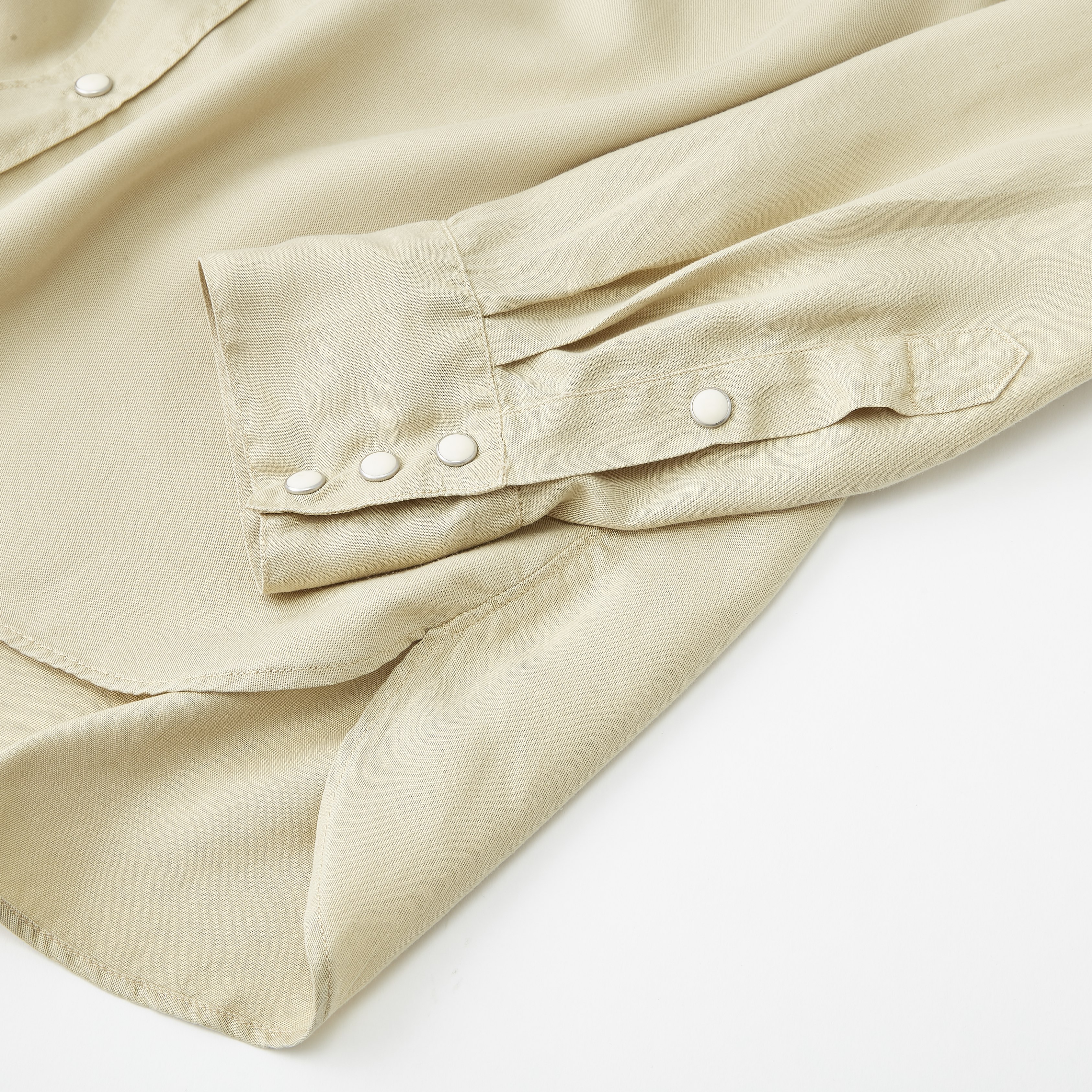 【WOOHWA】SNAP HEAVY TWILL PT Wythe New York Gabardine Camp Pearl Snap - Camp Khaki | Long