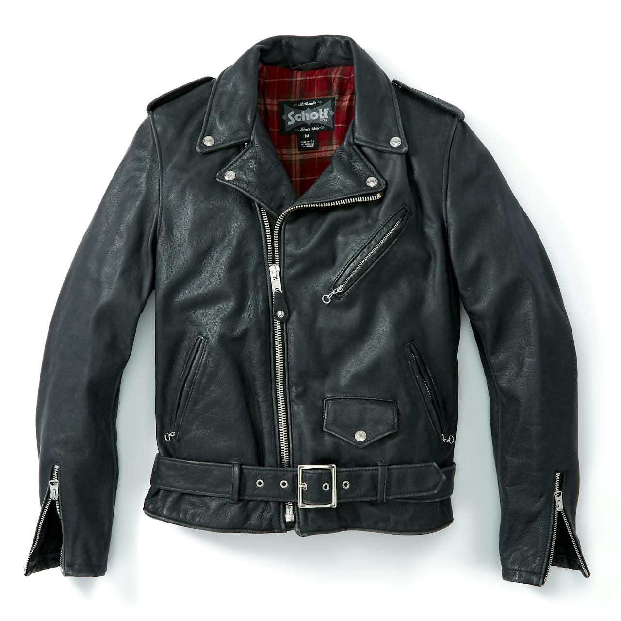 Schott Vintaged Fitted Cowhide Leather Motorcycle Jacket