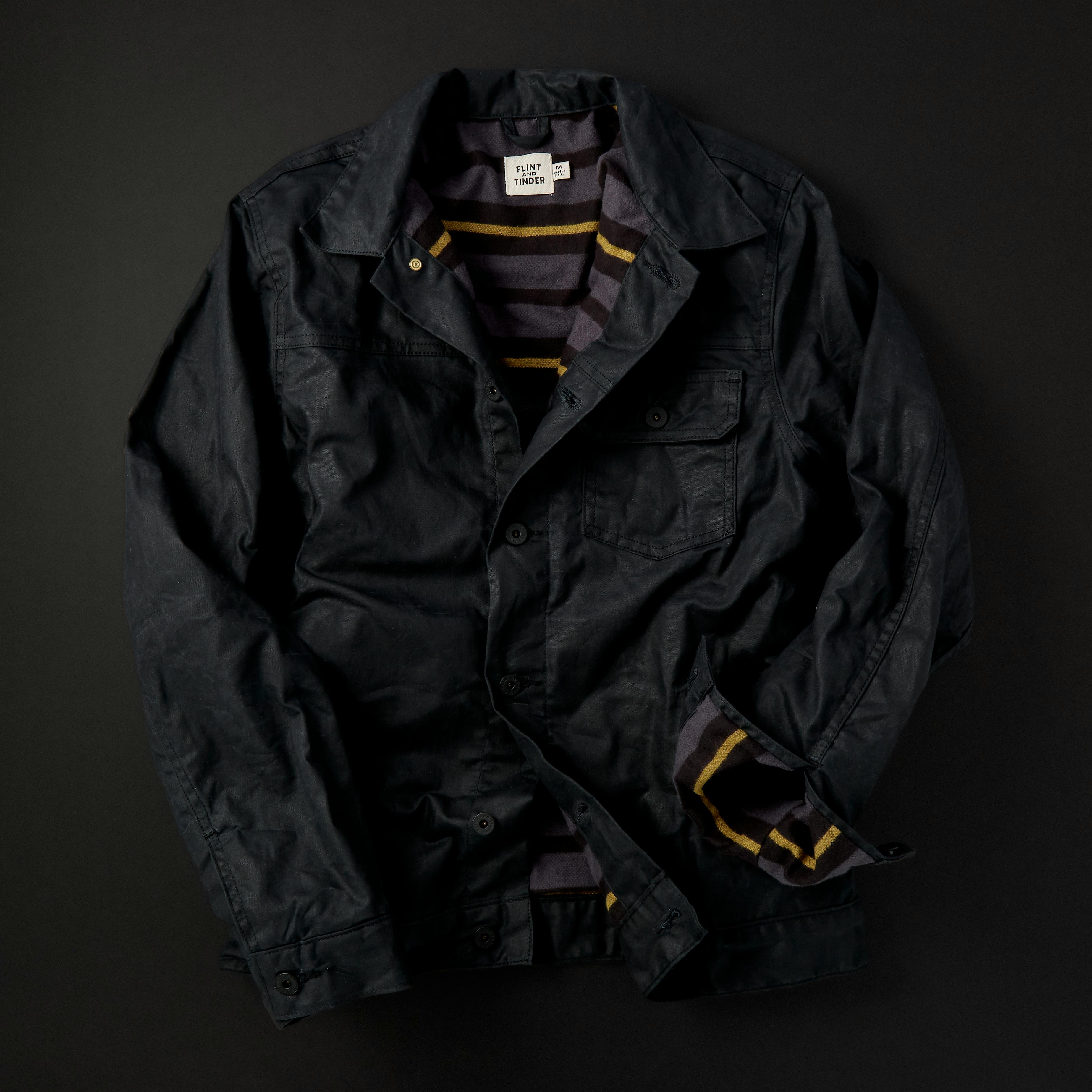 Flannel Lined Trucker Jacket - Black