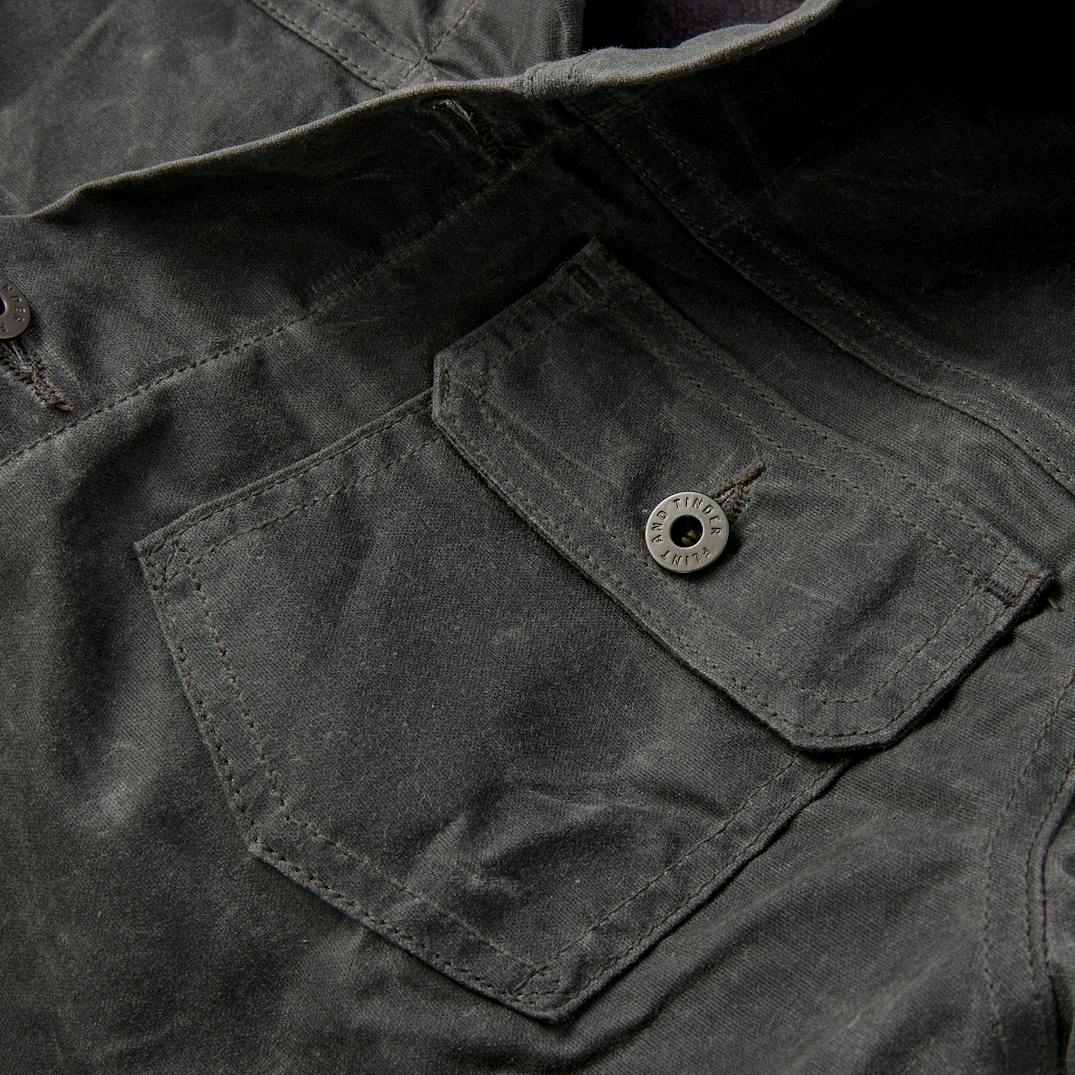 Flint and Tinder Flannel-Lined Waxed Trucker Jacket - Light Grey ...