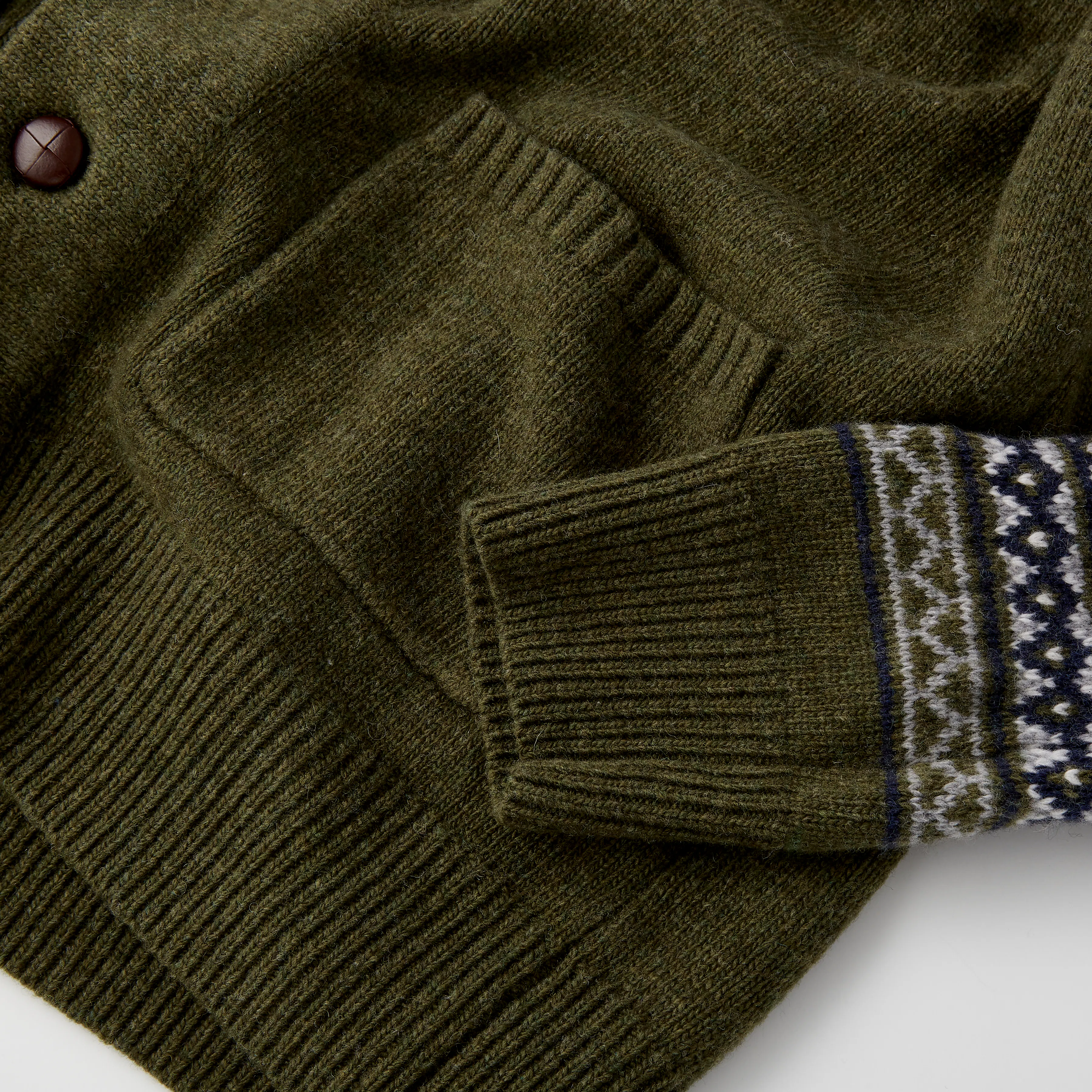Flint and Tinder Fair Isle Shawl Cardigan - Green | Cardigan