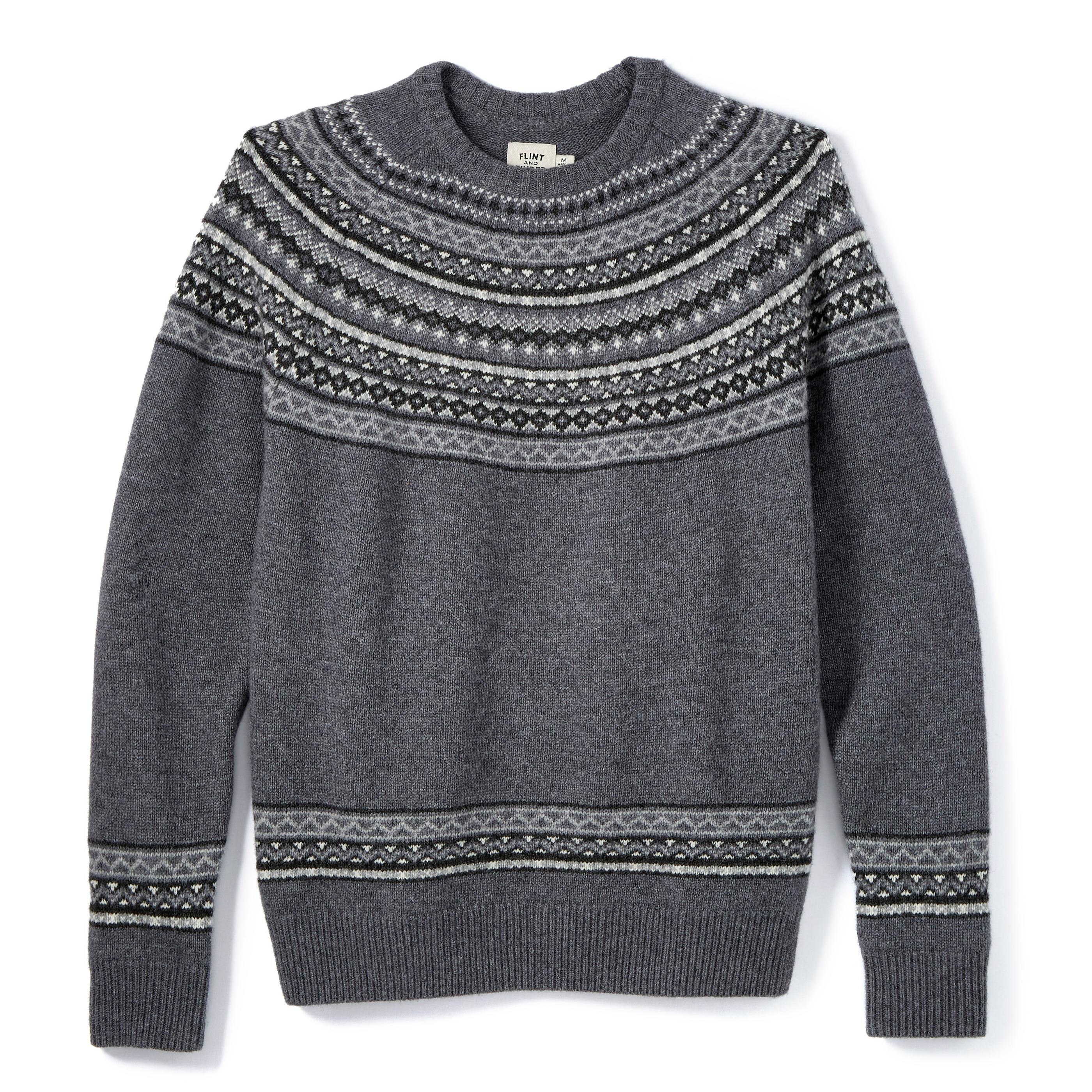 Flint and Tinder Fair Isle Sweater - Grey | Crew Neck Sweaters | Huckberry