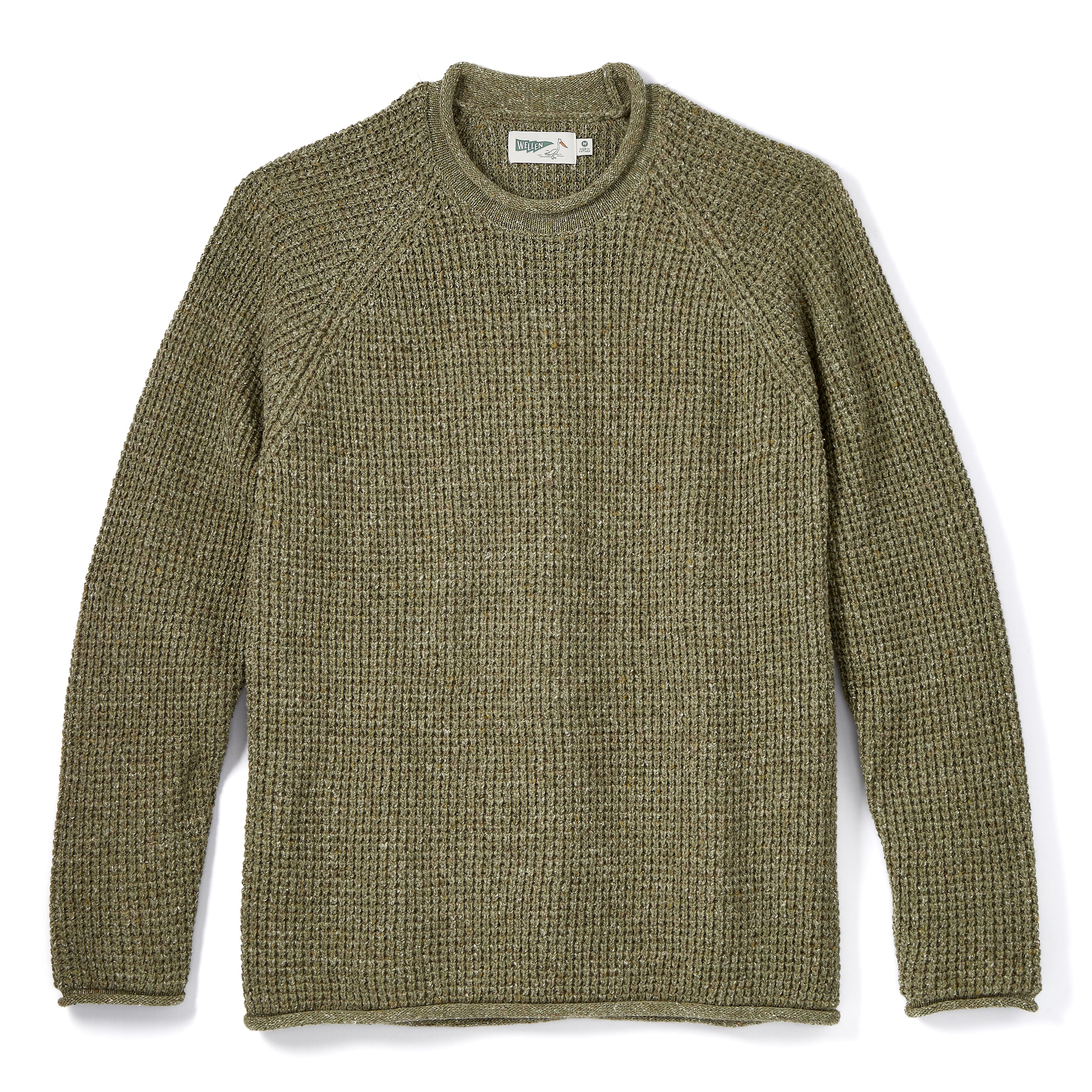 Wellen Recycled Cotton Headlands Rollneck Sweater - Heather Kelp
