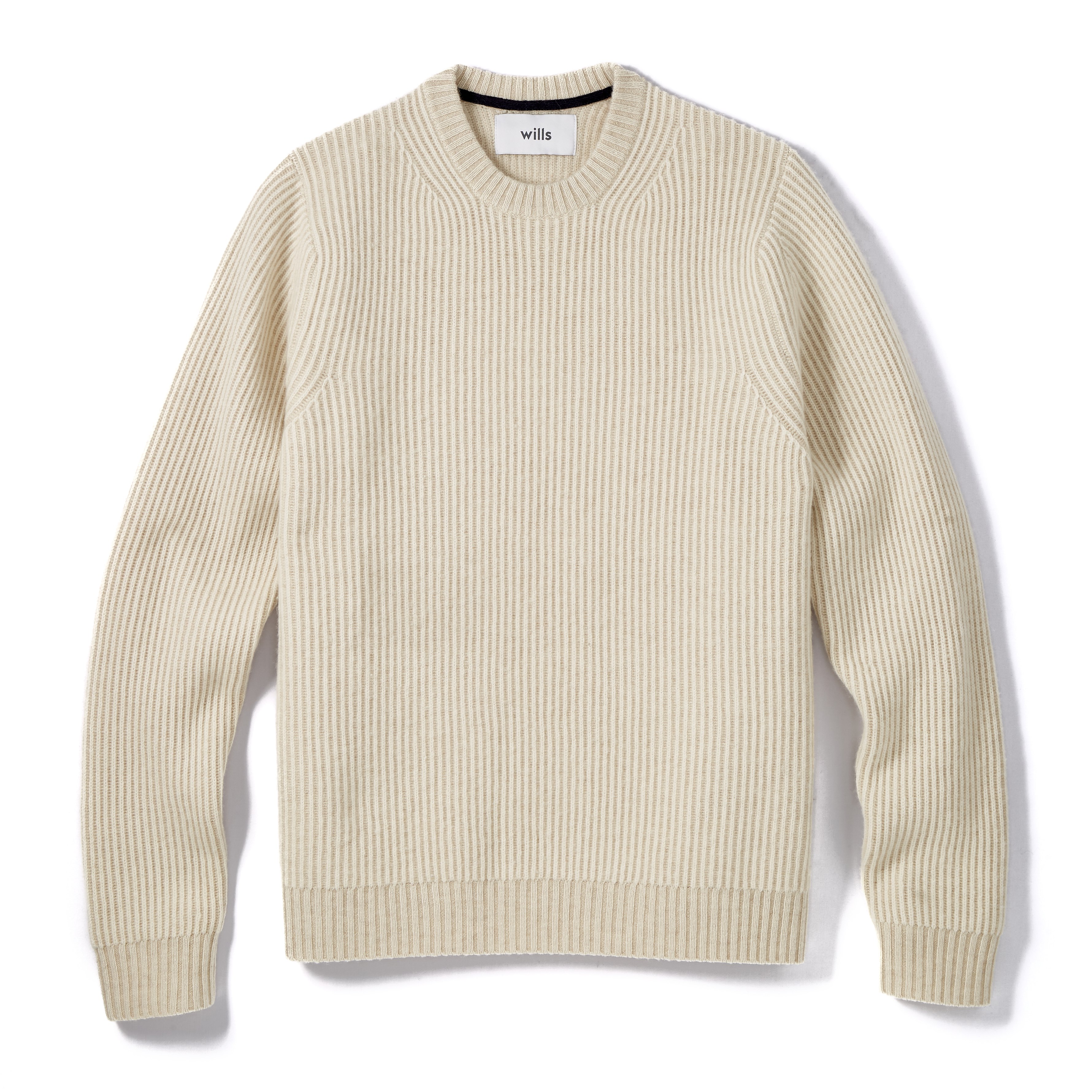 Wills Ribbed Crew Two Tone - Beige | Crew Neck Sweaters