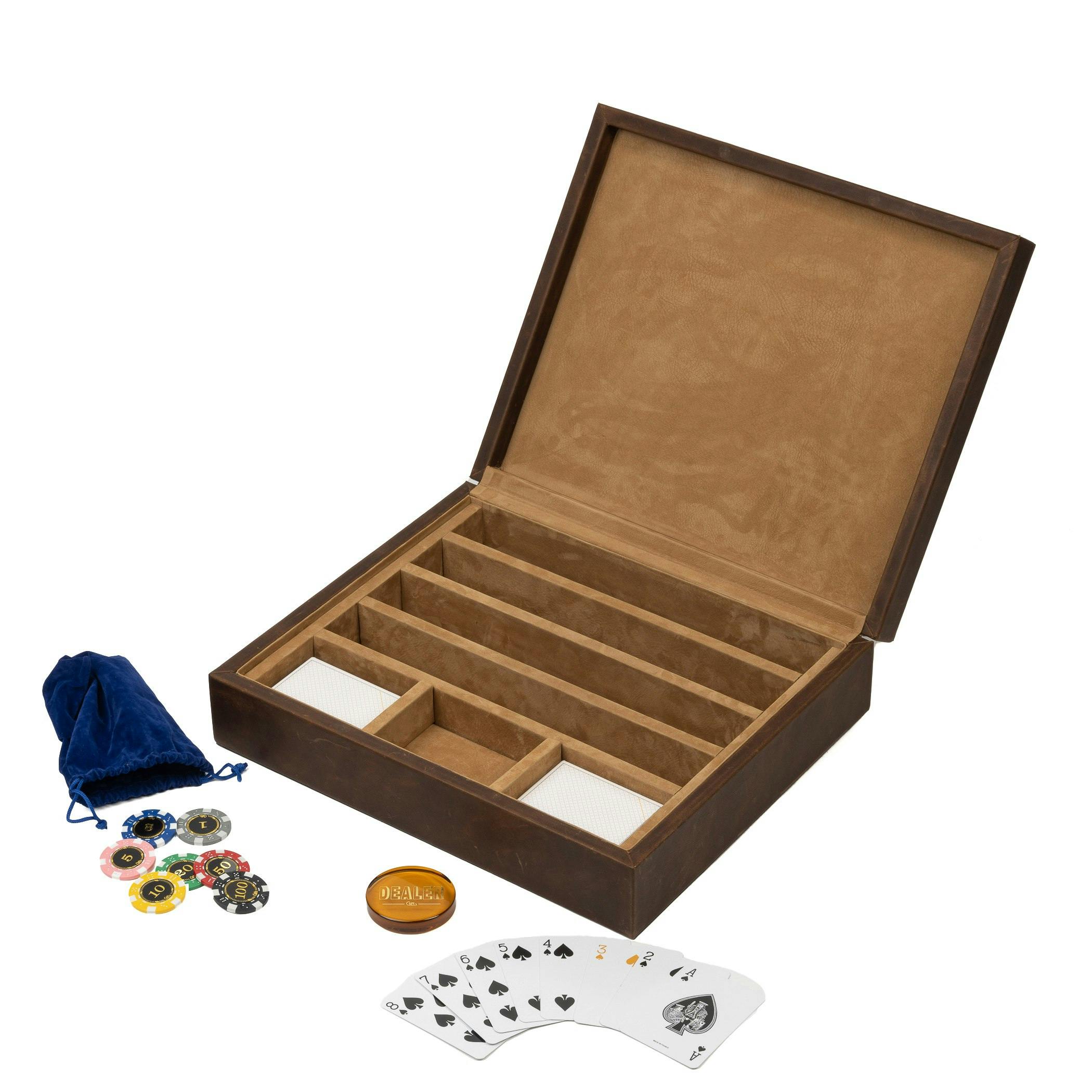 Leather-Wrapped Poker Set - Moore & Giles - Luxury Gifts
