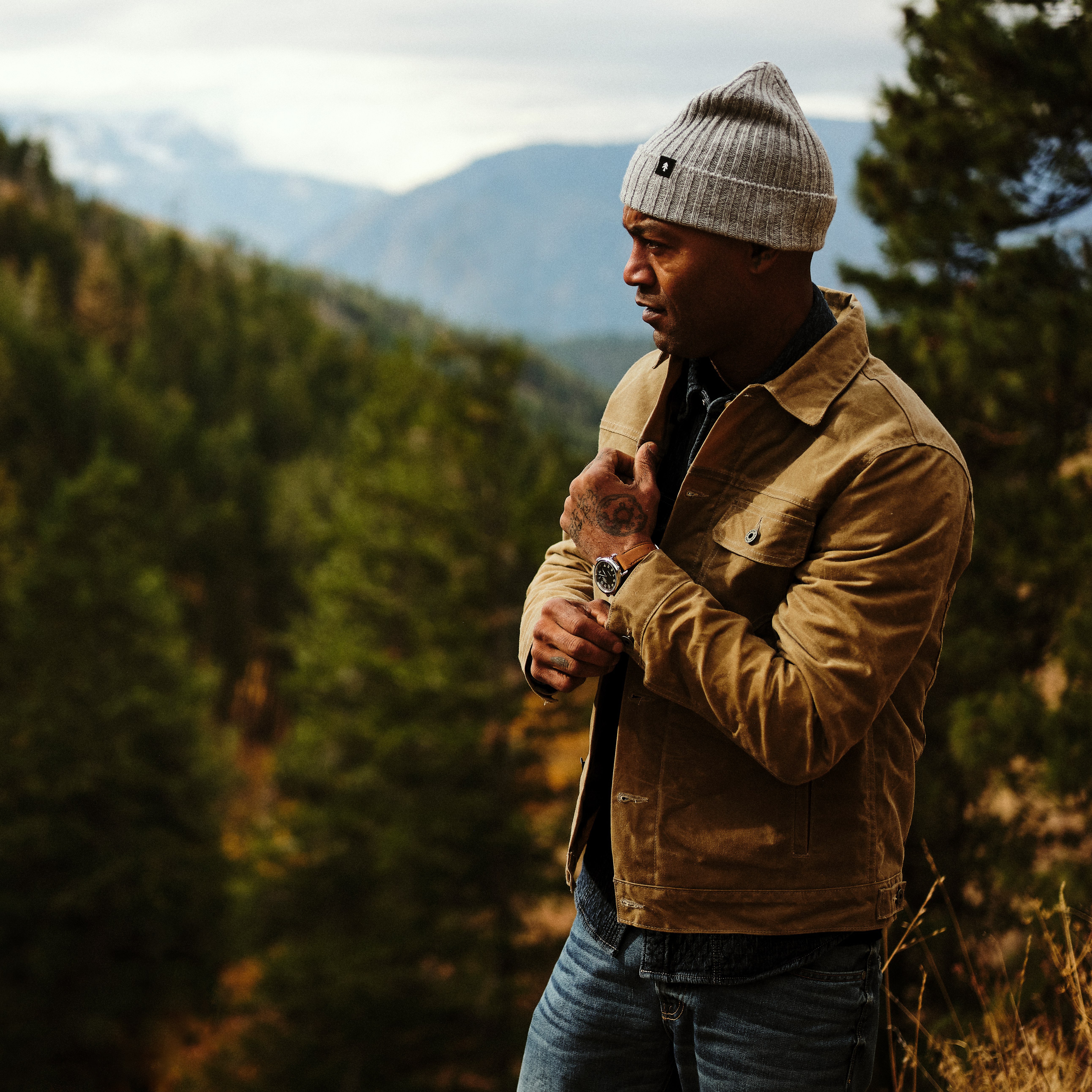 Flint and Tinder Wool-Lined Waxed Trucker Jacket - Field Tan 