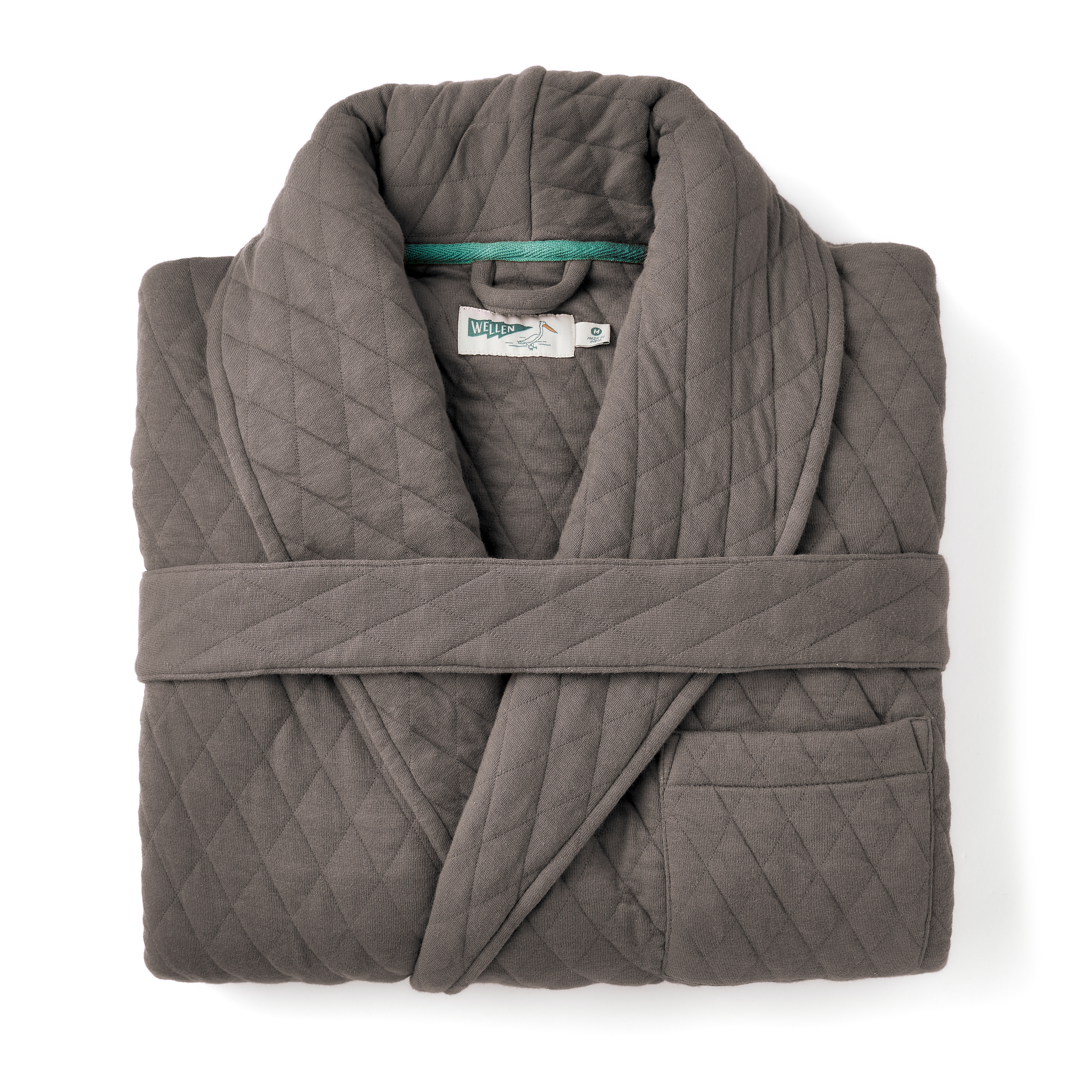 Wellen Quilted Jersey Robe Grey Bath Towels & Robes Huckberry