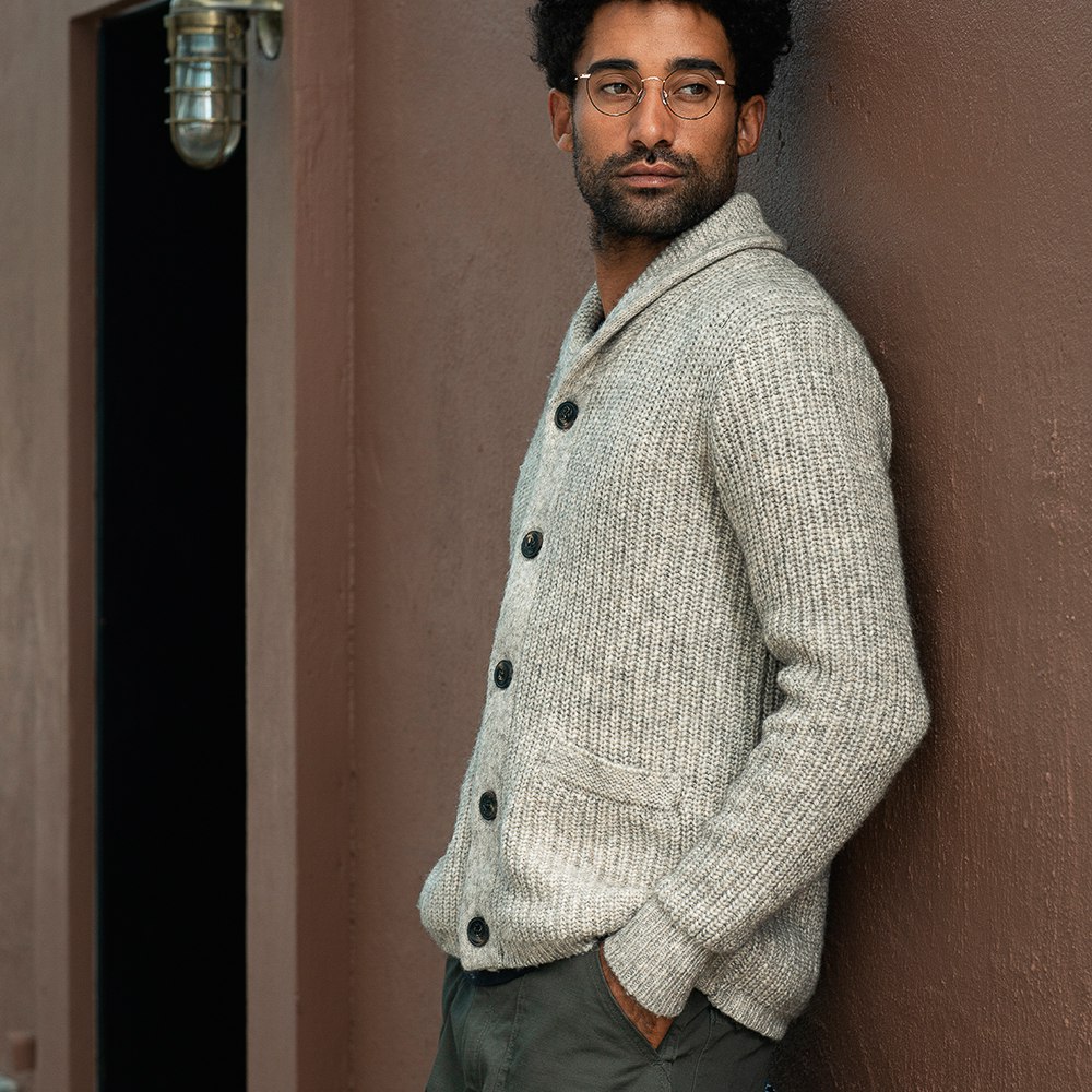 Schott Yak Blend Cardigan - Limestone | Cardigan Sweaters | Huckberry