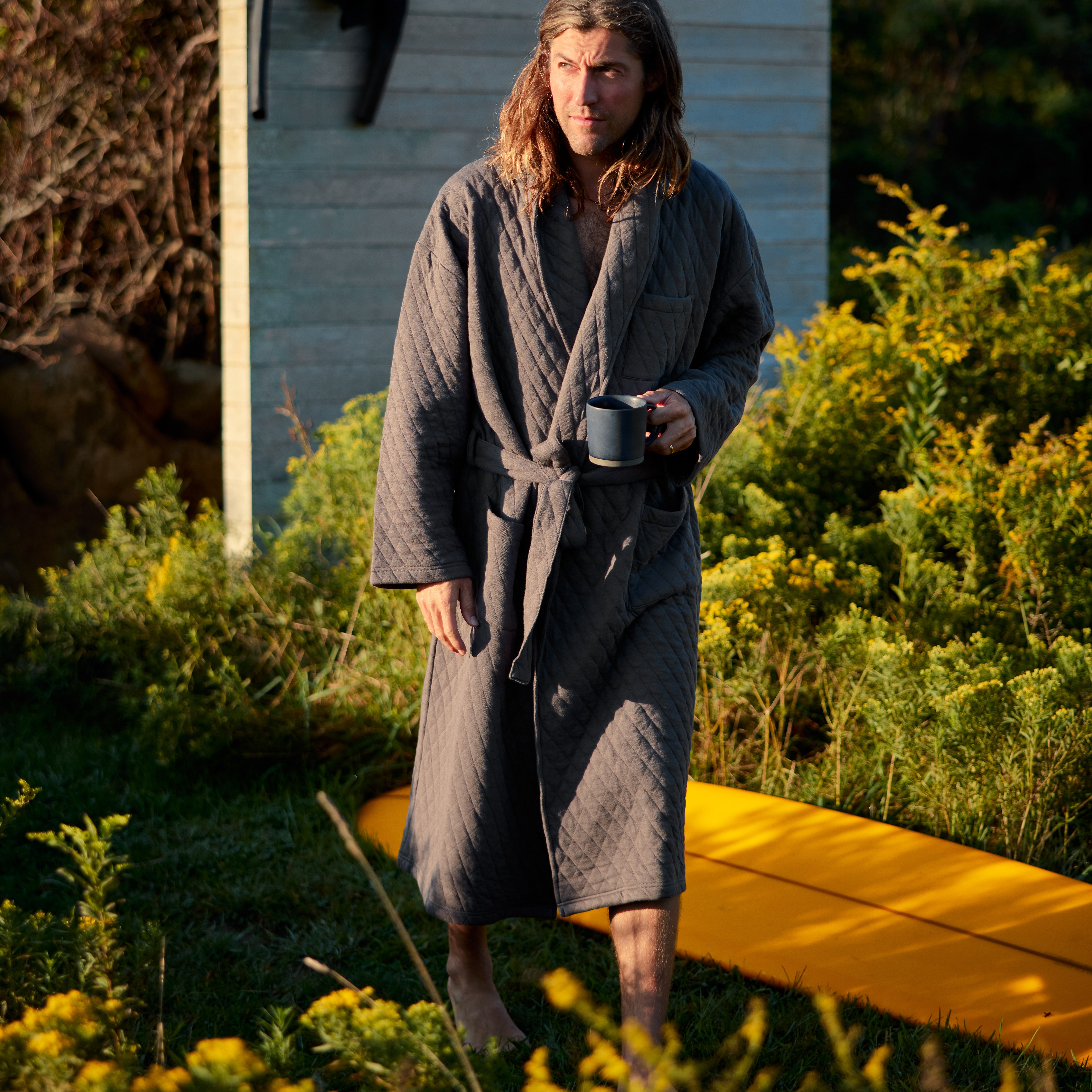 Wellen Quilted Jersey Robe - Grey | undefined | Huckberry