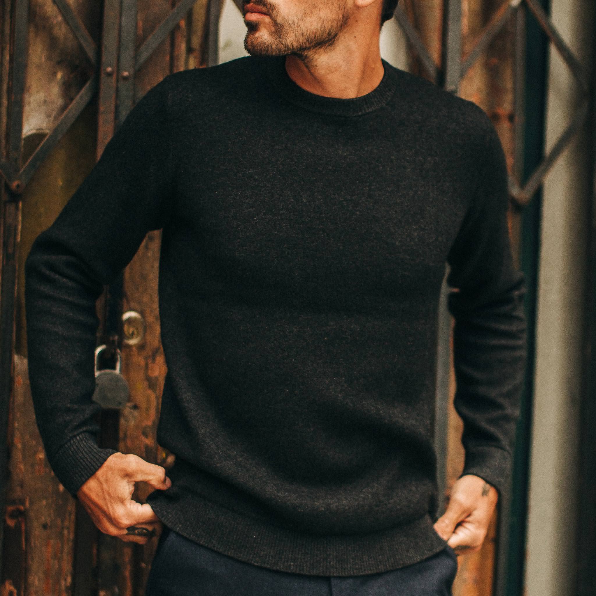 Taylor Stitch The Double Knit Sweater - Charcoal | Crew Neck