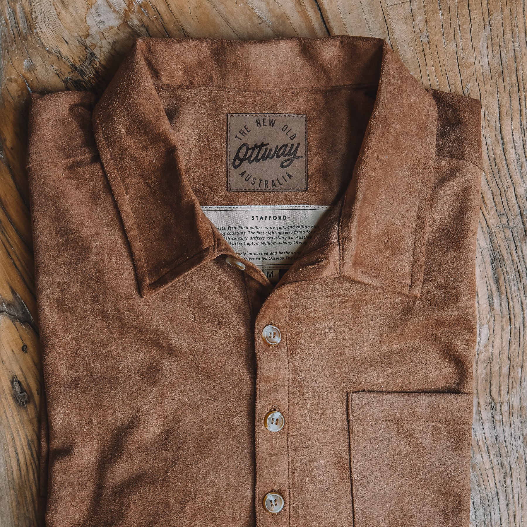 Ottway Stafford Suede Popover Shirt - Faux Suede Brown | Long