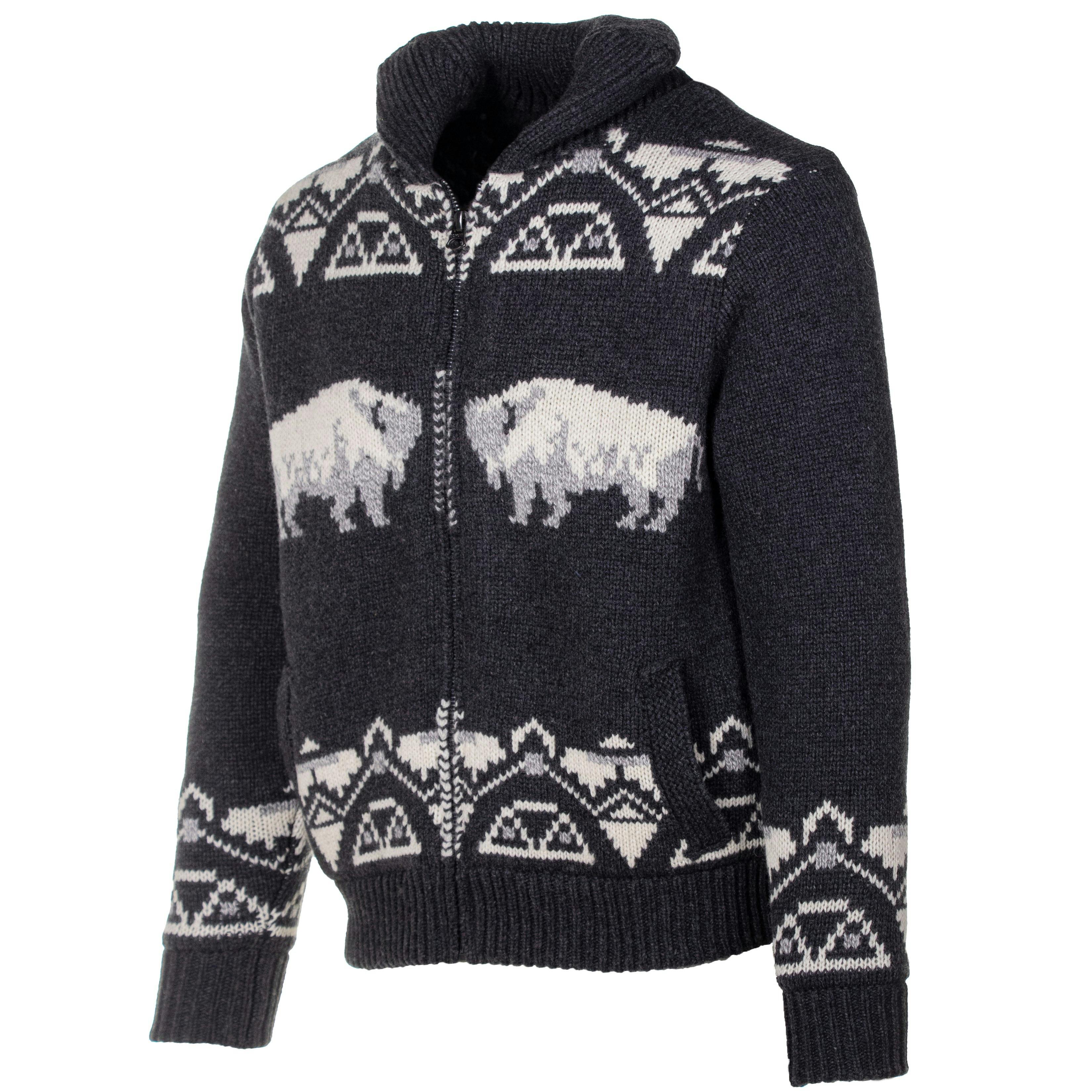 Wool Blend Buffalo Sweater Jacket