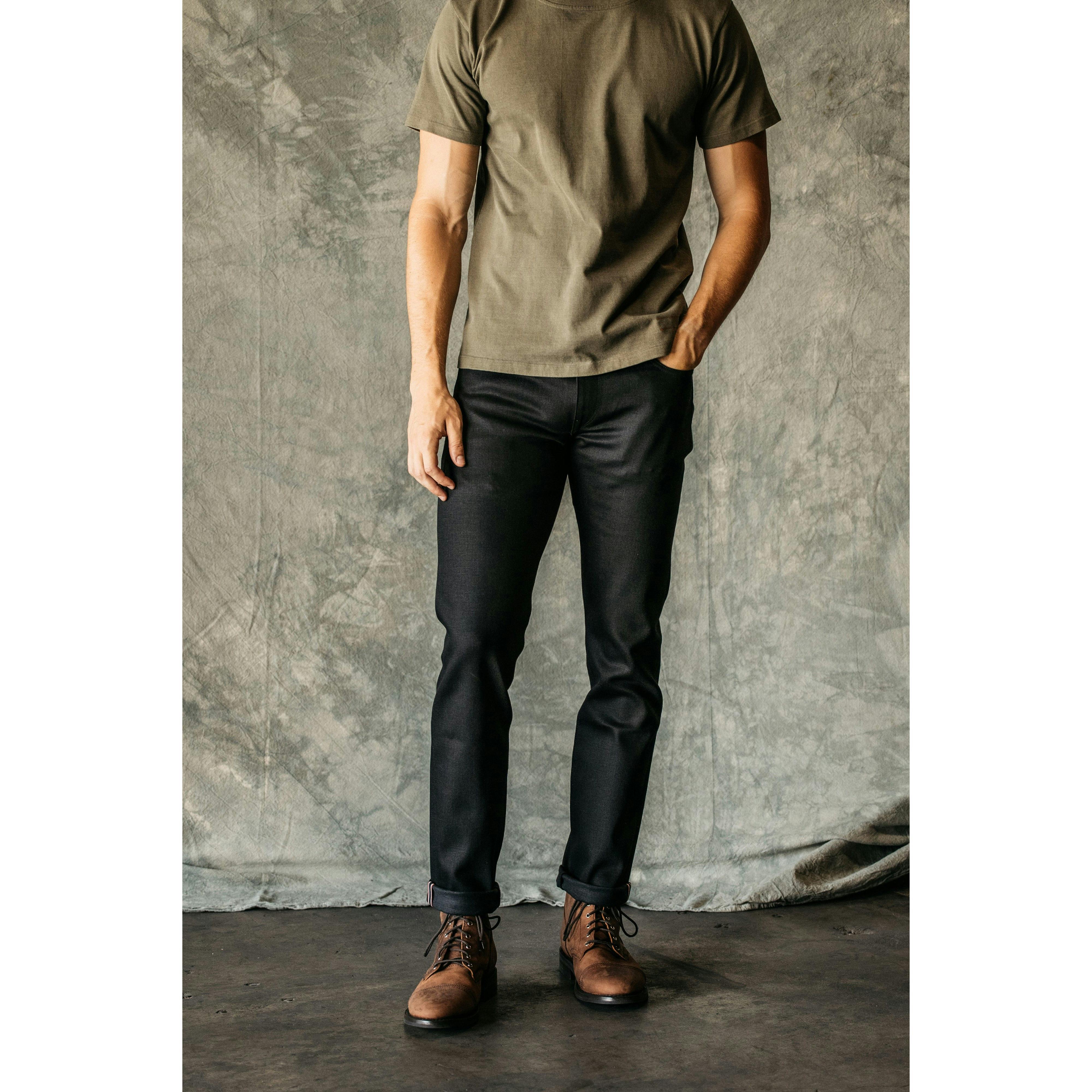 Billy Reid Men's Garment Dyed Selvedge Slim Jean, Black, 28 at  Men's  Clothing store